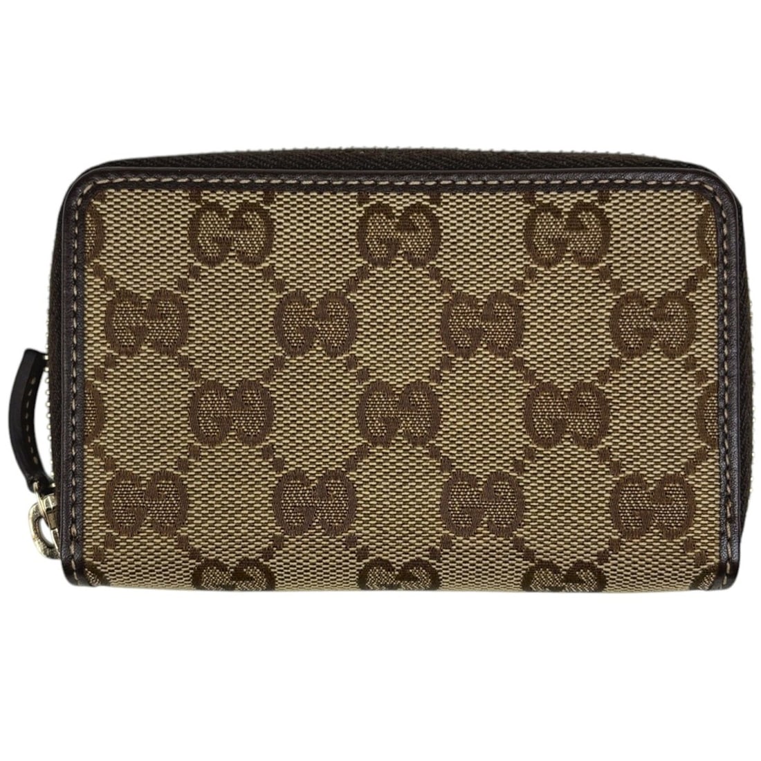 Gucci GG Pattern Wallet/Coin Case, Canvas and Leather, Beige/Brown, 255452, Women's (1 of 10)