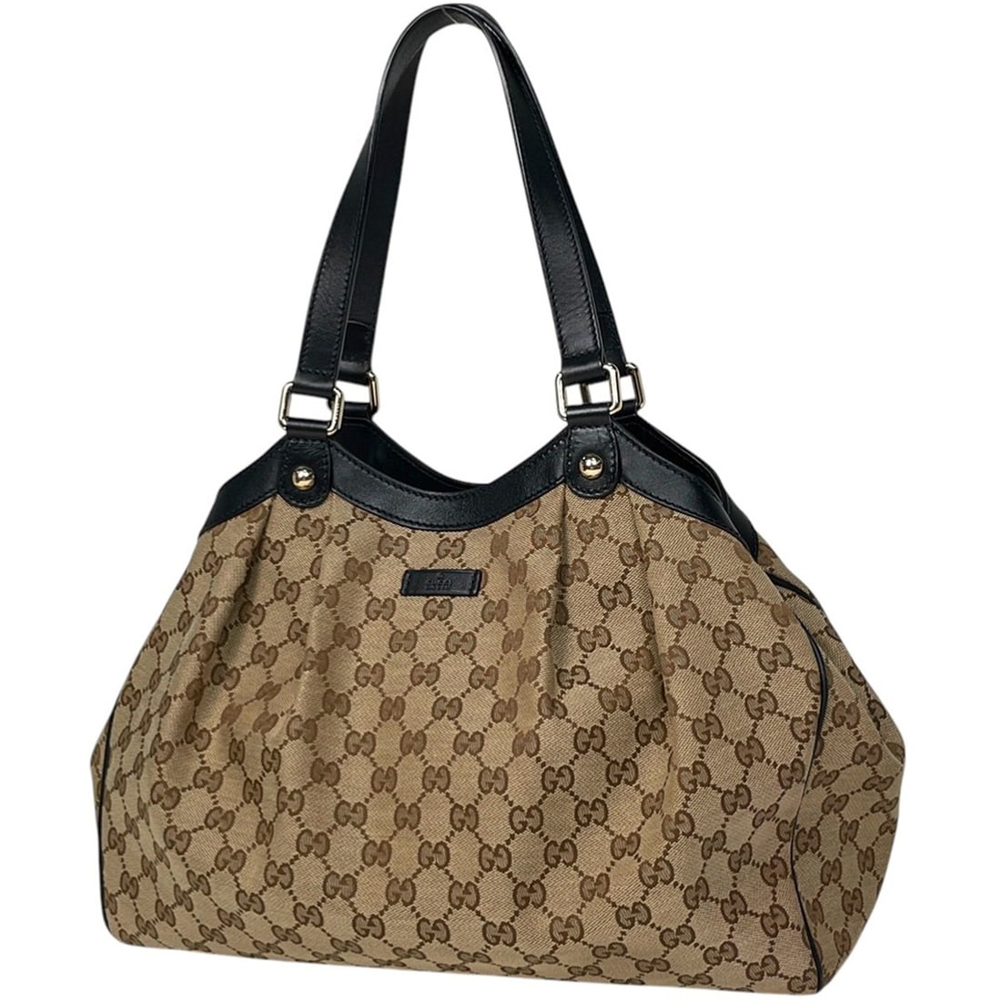 Gucci GG Print Tote Bag, Handbag, Canvas, Beige, Black, 388919, Women's (1 of 7)
