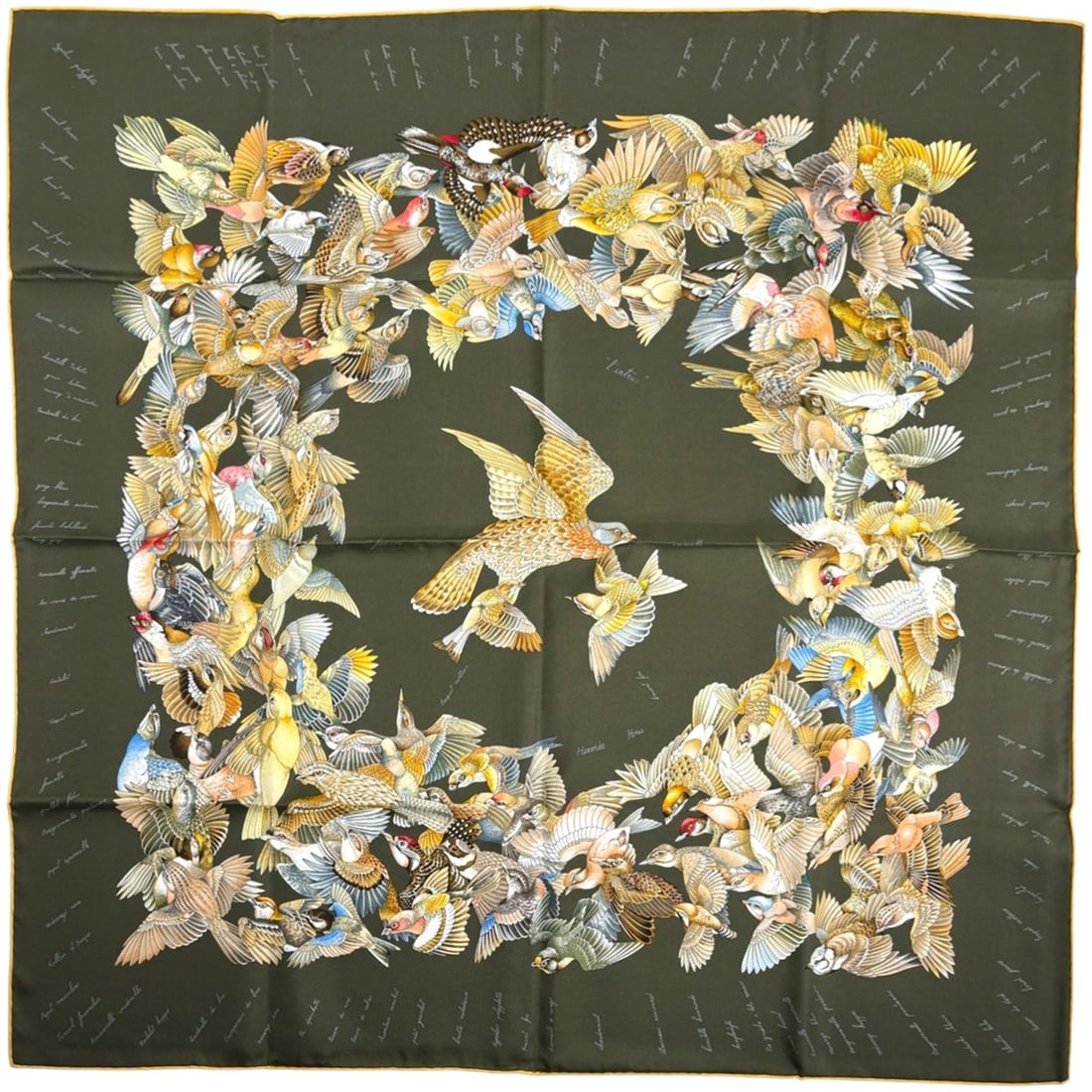 Hermès HERMES Carré 90 "L'INTRUS" Intruder Scarf, Silk, Green, Multicolor, Women's: --- Catalog ---Category: SizeSize (LxW): 89cm x 88cm / 35.03'' x 34.64''Category: DesignType: ScarfColor: Green, Multi-colorGender: WomenMaterial: Silk Category: GeneralBrand: Hermes--- Item List ---S