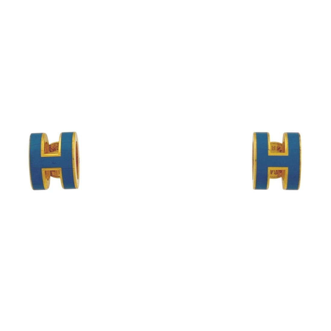 Hermes Hermès Pop Ash H Logo Earrings, GP Blue Gold, Women's: --- Catalog ---Category: SizeSize (HxWxD): 7.00mm x 10.00mm / 0.28'' x 0.39''Category: DesignType: Stud earringsColor: Blue, GoldGender: WomenMaterial: Gold platingCategory: GeneralBrand: Hermes--- It
