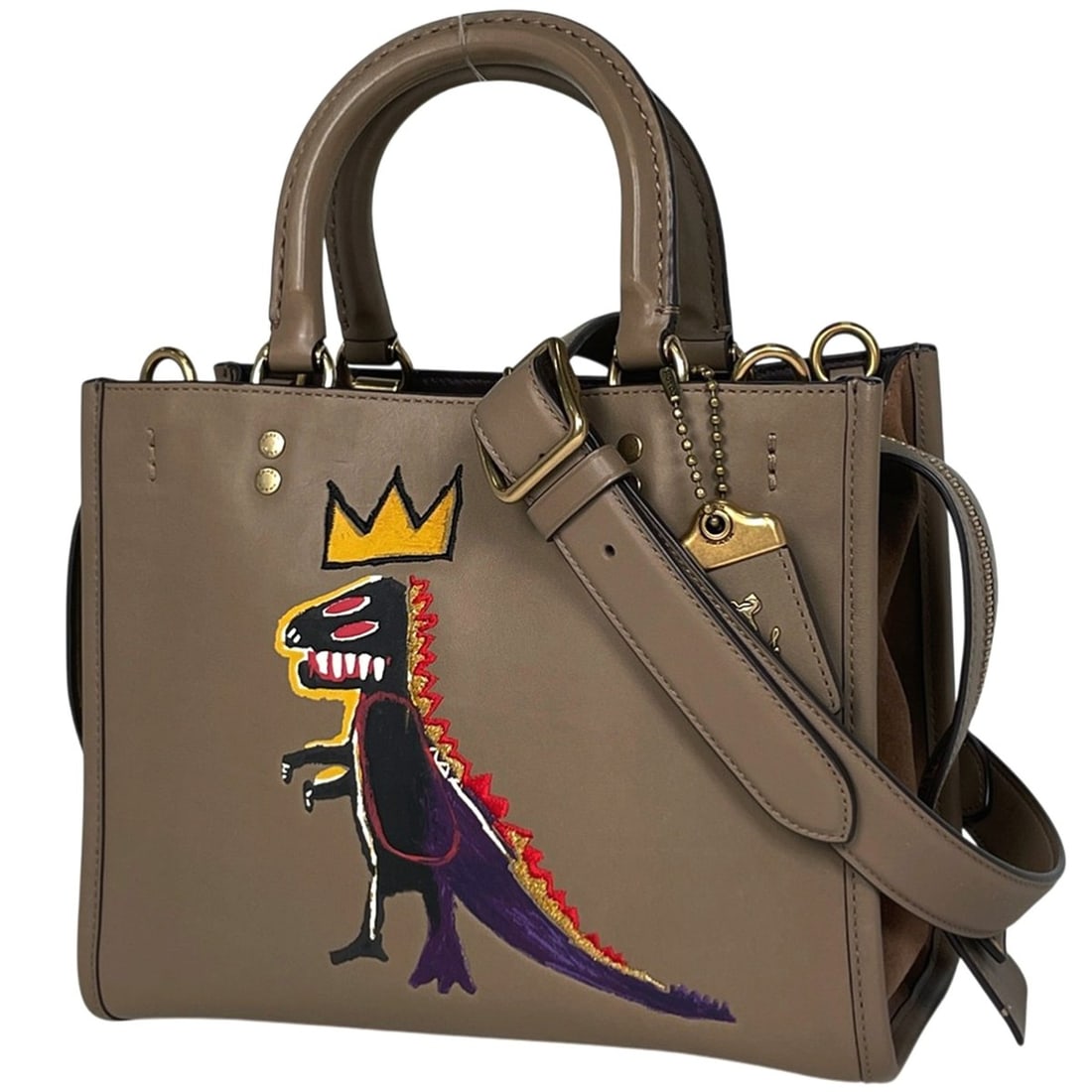 Coach Jean-Michel Basquiat 3-Way Leather Handbag in Beige (1 of 10)