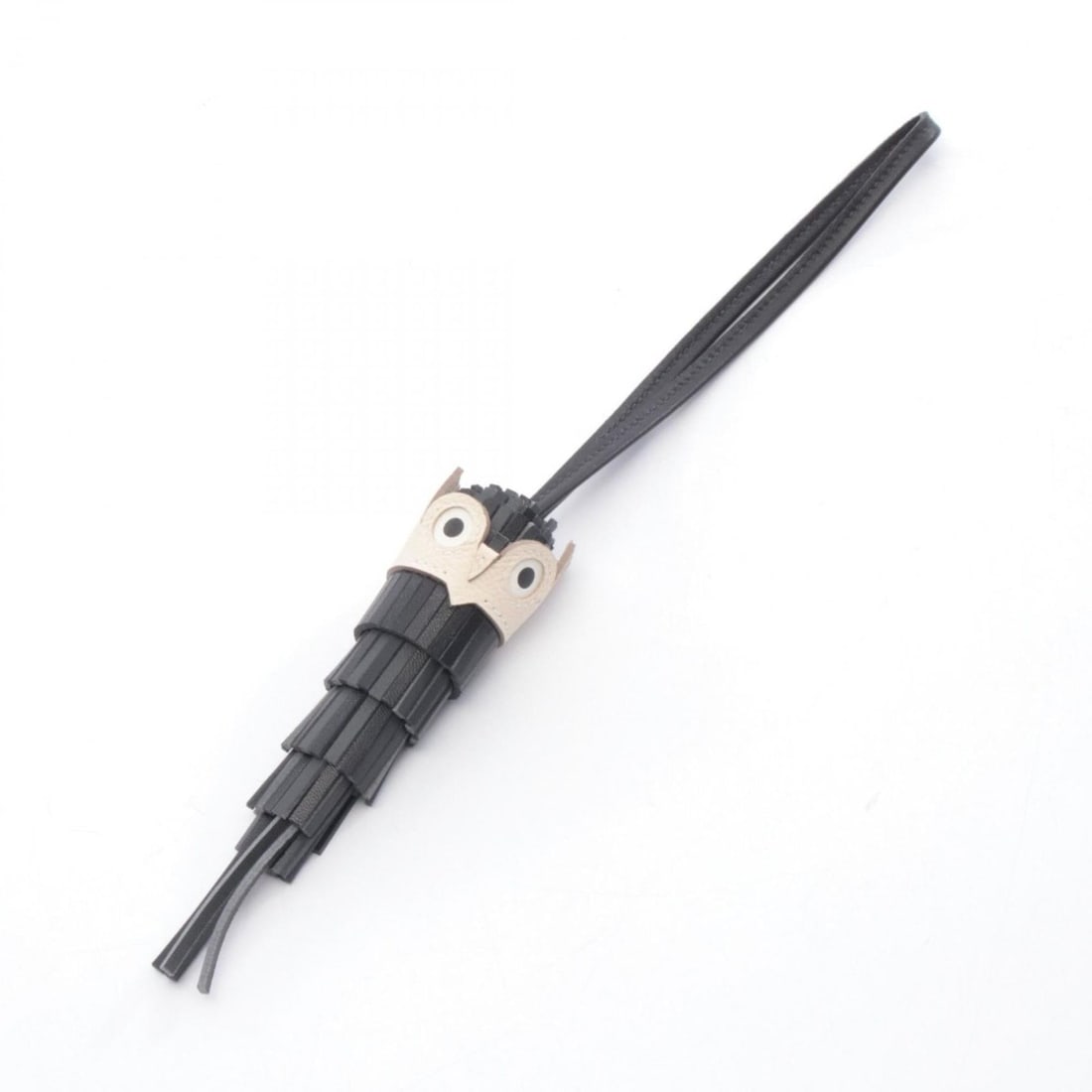 Hermes Chouette Gris Misty Cle Charm Accessory, Agneau Milo Veau Epsom Leather, Black, Gray, Ivory. (1 of 8)