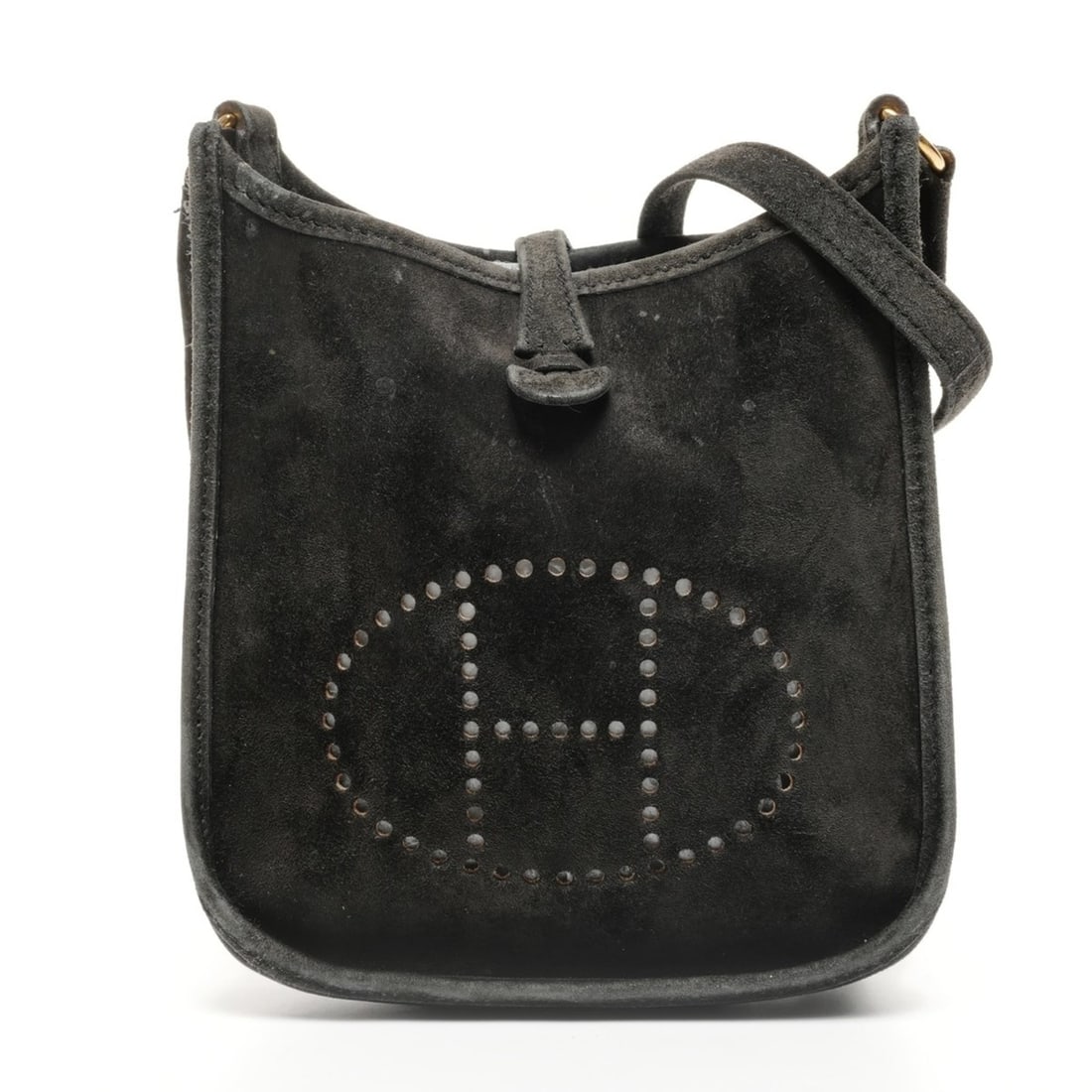 Hermes Hermès Evelyn TPM Suede Shoulder Bag, Black, H Stamp, Made in 2004: --- Catalog ---Category: SizeSize (HxWxD): 18cm x 16cm x 6cm / 7.08'' x 6.29'' x 2.36''Category: DesignType: Shoulder bagColor: BlackGender: WomenCategory: GeneralBrand: HermesCountry of Origin: Franc