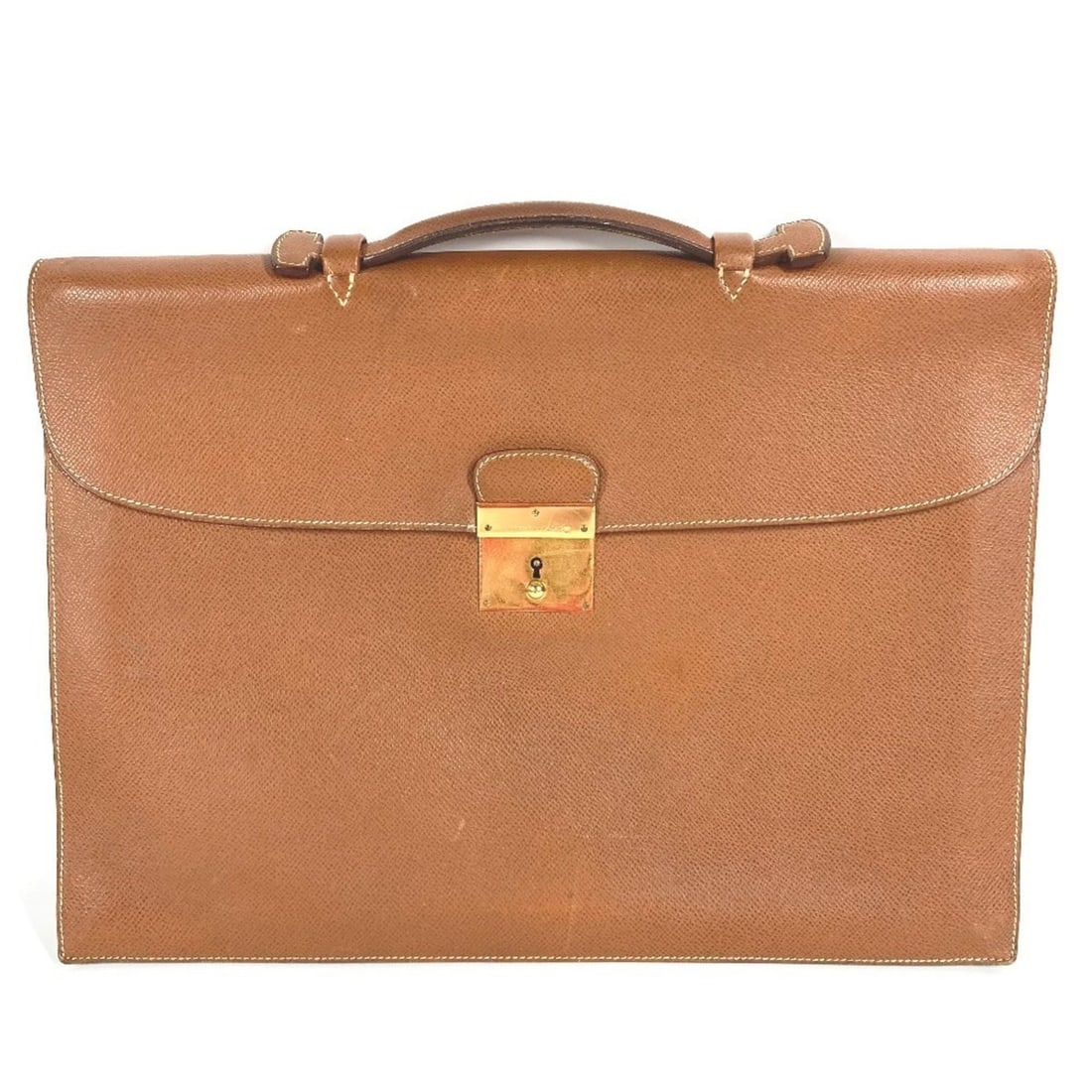 HERMES Vintage Logo Bag, Handbag, Briefcase, Business Leather, Men's & Women's, Gold Brown: --- Catalog ---Category: SizeSize (HxWxD): 27cm x 37cm / 10.62'' x 14.56''Category: DesignType: BriefcaseColor: BrownGender: Men,WomenMaterial: Leather Category: GeneralBrand: HermesCountry of Origin:
