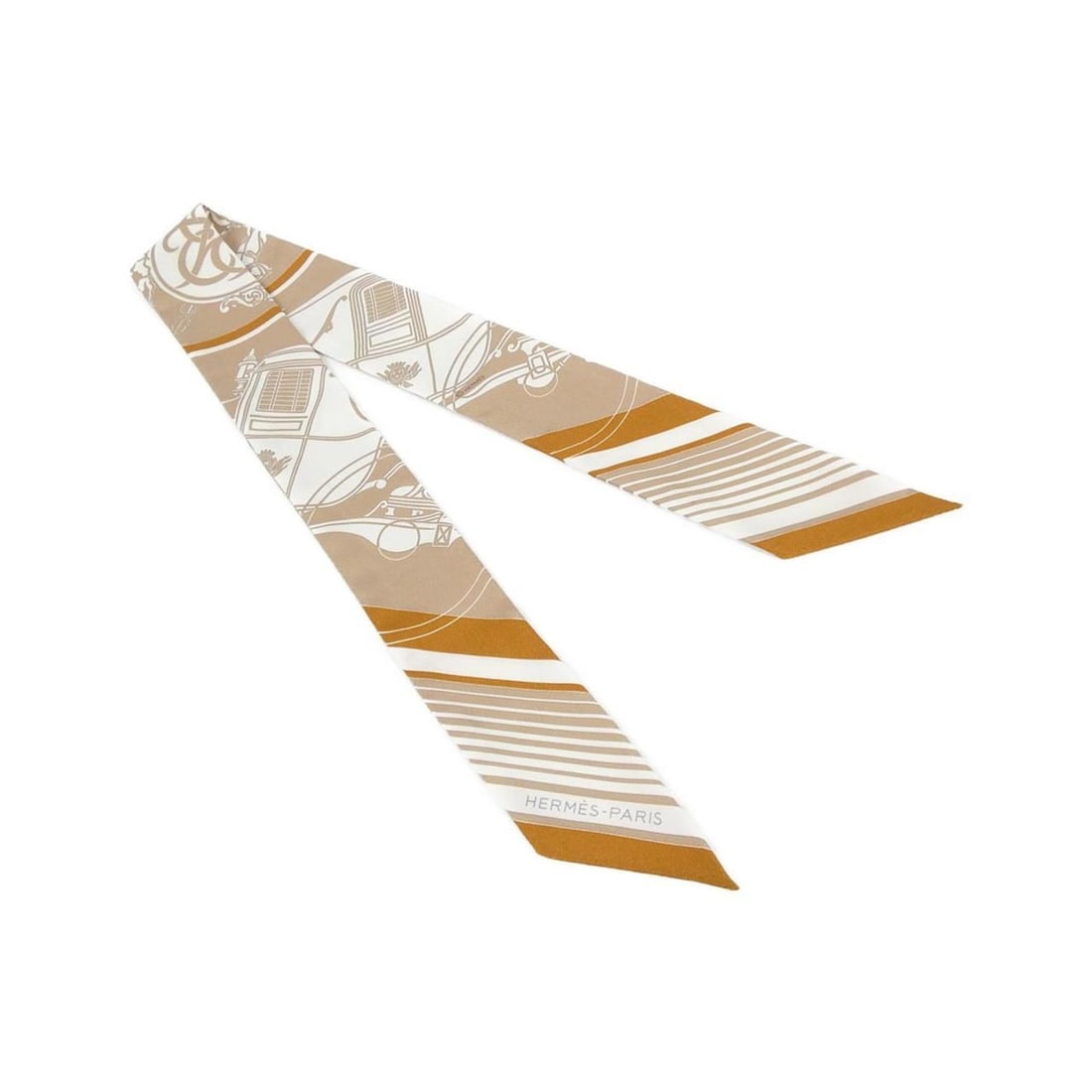 Hermes EX-LIBRIS Twilly 063791S Scarf/Muffler: --- Catalog ---Category: SizeSize (LxW): 5cm x 86cm / 1.96'' x 33.85''Category: DesignType: ScarfColor: Beige, WhiteGender: WomenMaterial: Silk Category: GeneralMPN: 063791SBrand: Hermes--- Item List