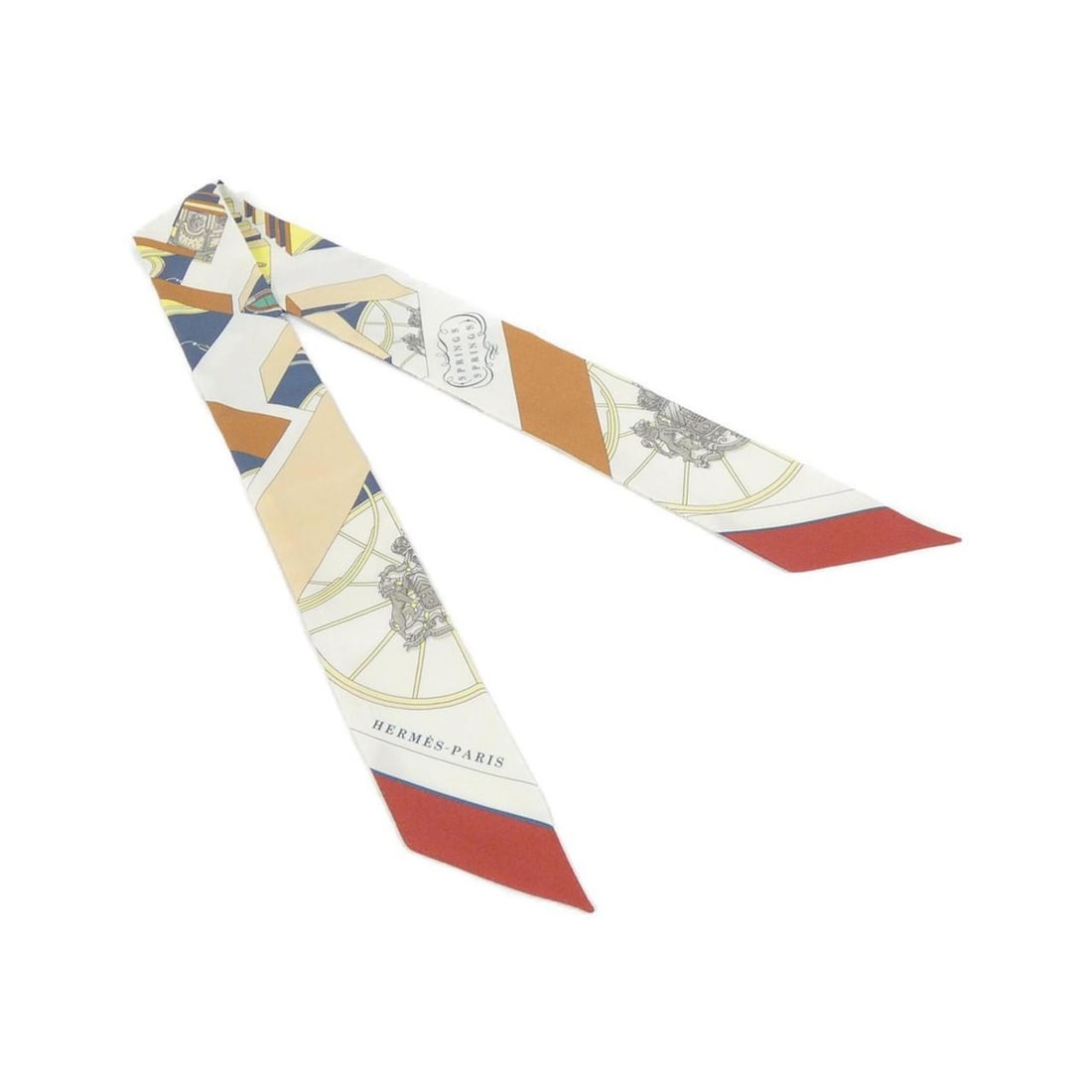 Hermes Springs Twilly 063932S Scarf/Muffler: --- Catalog ---Category: SizeSize (LxW): 5cm x 86cm / 1.96'' x 33.85''Category: DesignType: ScarfColor: Beige, WhiteGender: WomenMaterial: Silk Category: GeneralMPN: 063932SBrand: Hermes--- Item List