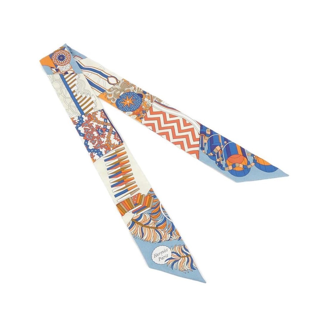 Hermes Twilly 063464S Scarf Muffler: --- Catalog ---Category: SizeSize (LxW): 86cm x 5cm / 33.85'' x 1.96''Category: DesignType: ScarfColor: Blue, OrangeGender: WomenMaterial: Silk Category: GeneralLine: TwillyBrand: Hermes--- Item List