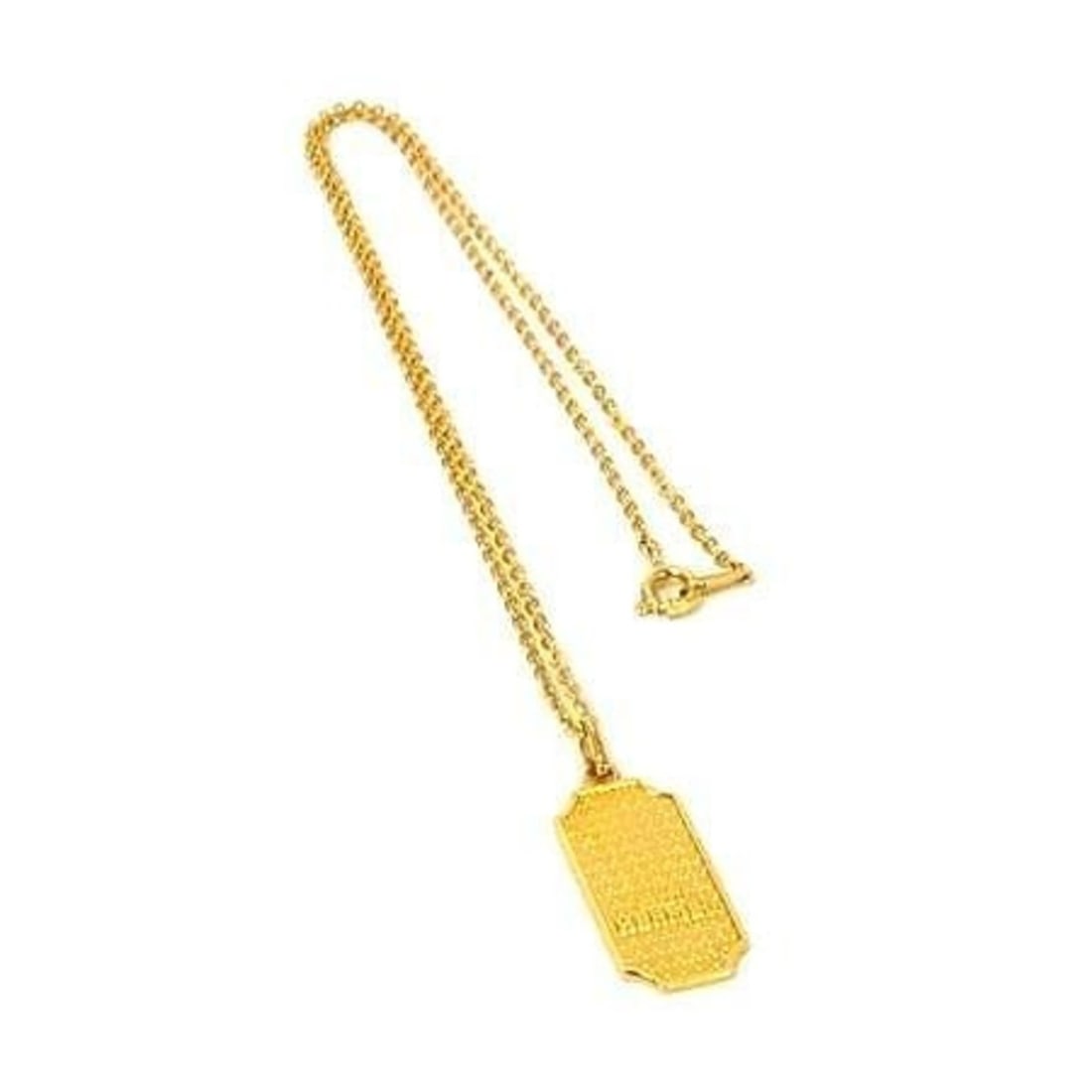 HERMES necklace, gold metal, men's and women's, plate design.: --- Catalog ---Category: SizePendant Size: 30mm x 12mm / 1.18'' x 0.47''Neck Circumference: 42 cm / 16.53''Category: DesignColor: GoldGender: Men,Women,UnisexMaterial: MetalPendant Type: PendantNeckla