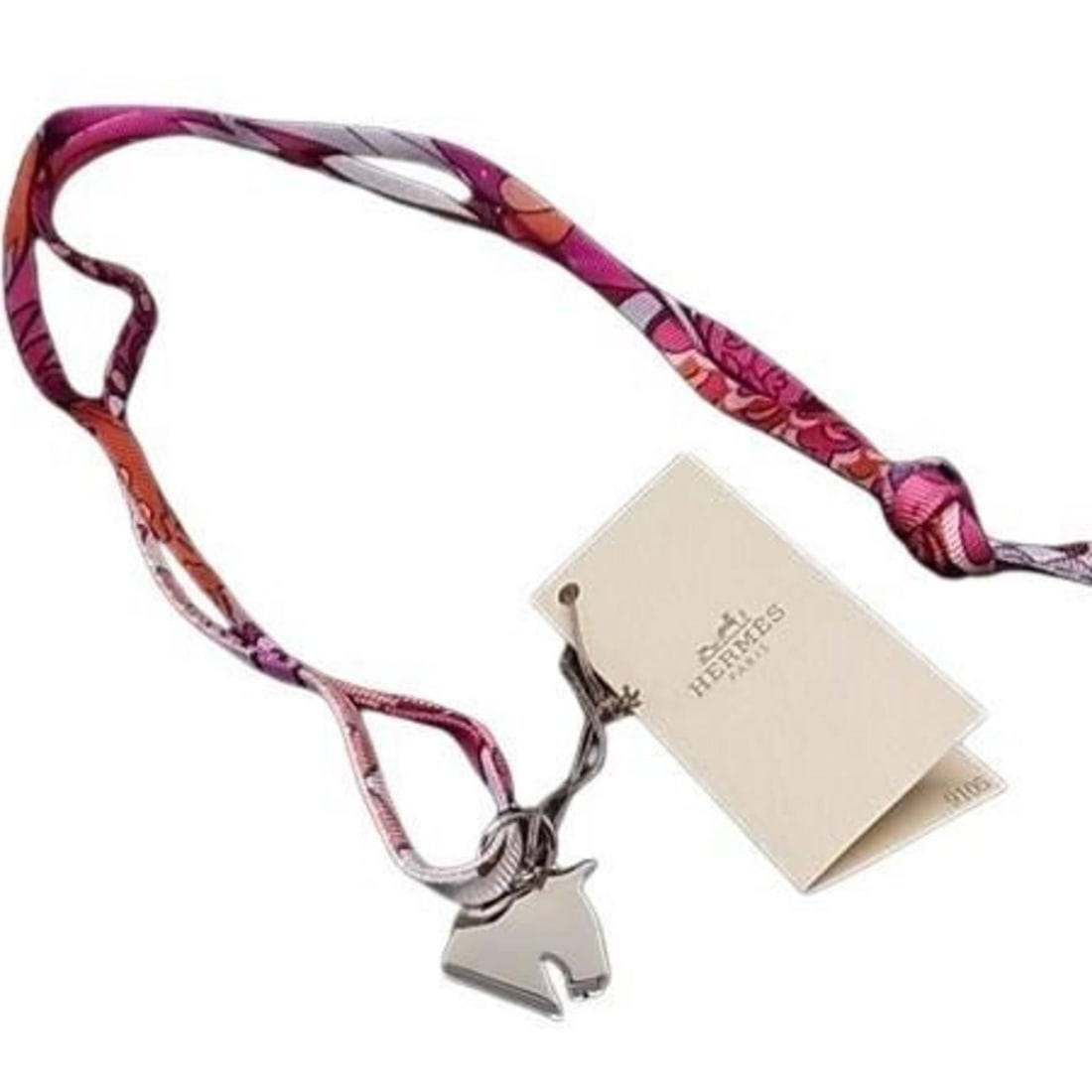 HERMES Hermes Necklace Tourbillon Pink Metal Silk Women's Horse Cheval Paris Limited Edition: --- Catalog ---Category: SizeNeck Circumference: 81 cm / 31.88''Category: DesignColor: PinkGender: WomenMaterial: Metal, SilkPendant Type: PendantNecklace Type: NecklaceCategory: GeneralBrand: Hermes-