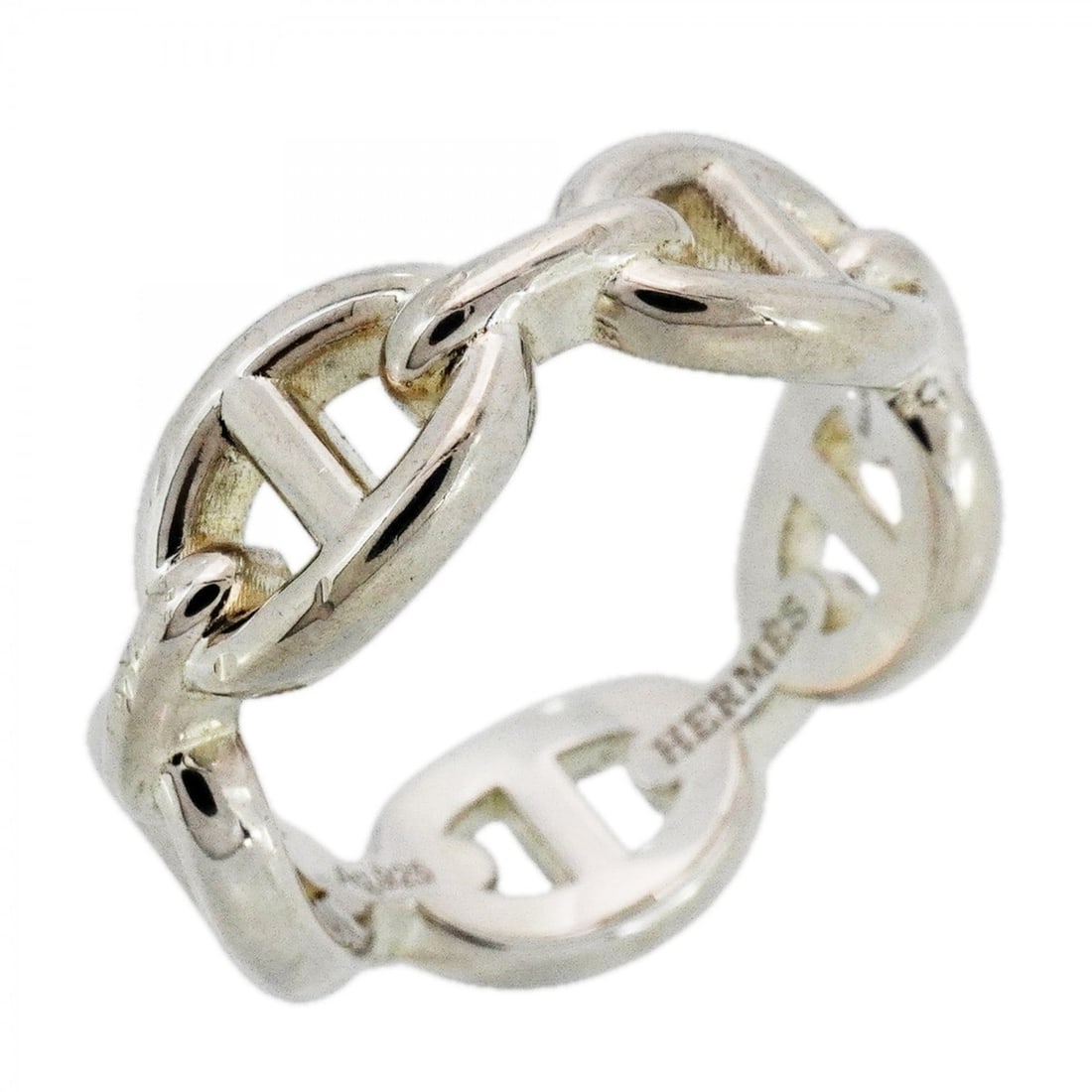 Hermes Enchainée Chaine d'Ancre Ring, Sterling Silver 925, Size 53, Women's, P2326106: --- Catalog ---Category: SizeUS Size: 6.5Brand Size: 53Category: DesignType: Band ringGender: WomenMaterial: Silver 925Category: GeneralBrand: Hermes--- Item List ---Section: ConditionRanking: Rank AB