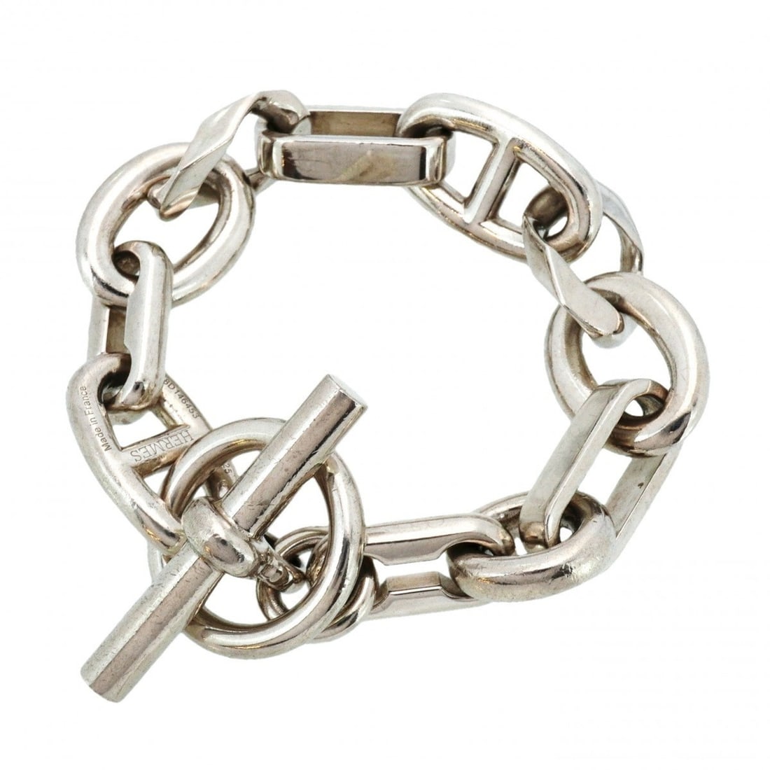 Hermes Bracelet A GM 11 links Sterling Silver 925 Men's Women's P2268869: --- Catalog ---Category: SizeLength: 16.5cm / 6.49''Category: DesignType: Charm braceletGender: Men,WomenMaterial: Silver 925Category: GeneralBrand: Hermes--- Item List ---Section: ConditionRanking: R