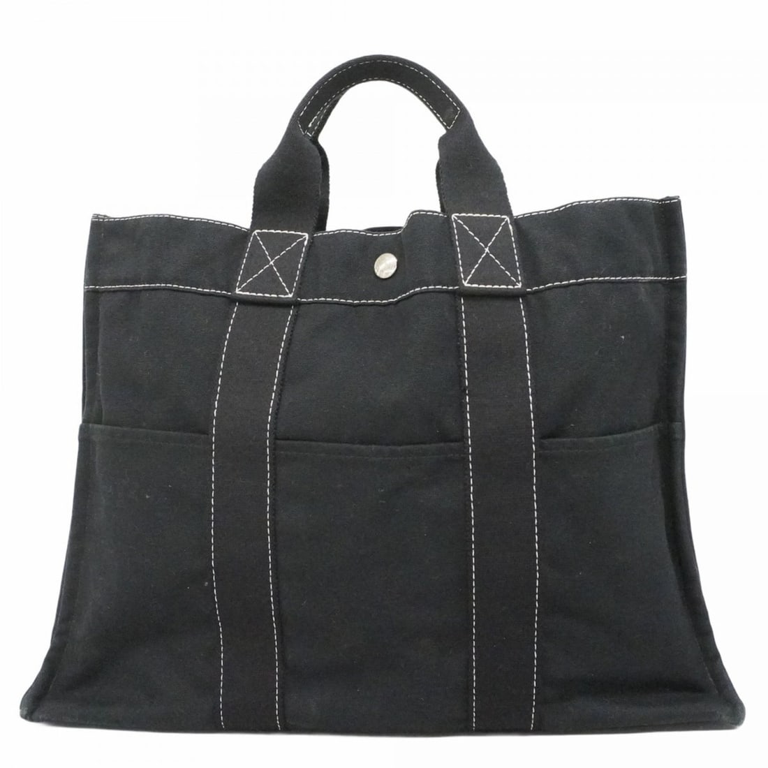 Hermes Deauville MM Canvas Tote Bag, Black, Men's & Women's (1 of 11)