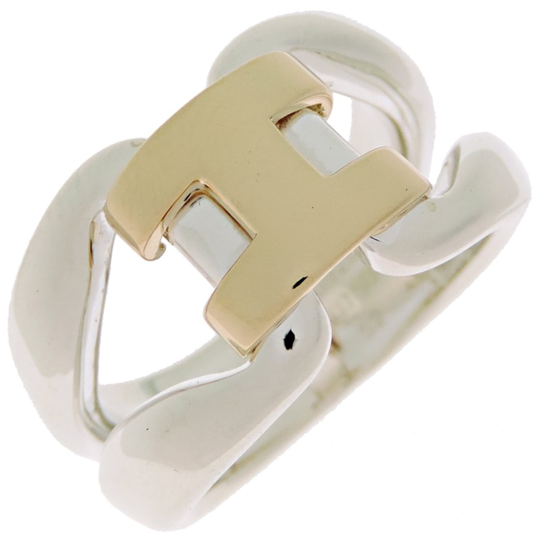 Hermes Hermès History #52 Women's/Men's Ring, 750 Yellow Gold: --- Catalog ---Category: SizeJP Size: 12US Size: 6.5Category: DesignType: Band ringGender: Men,WomenMaterial: Silver 925, Yellow gold (18K)Category: GeneralBrand: Hermes--- Item List ---Section: