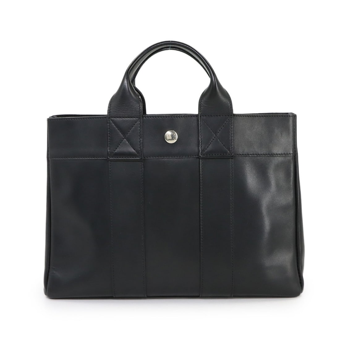 Hermes HERMES All-Leather Fourre Tout PM Handbag Evercalf Black: --- Catalog ---Category: SizeSize (HxWxD): 21cm x 31cm x 8cm / 8.26'' x 12.2'' x 3.14''Category: DesignType: HandbagColor: BlackGender: Men,WomenMaterial: Evercalf leather Category: GeneralBrand: