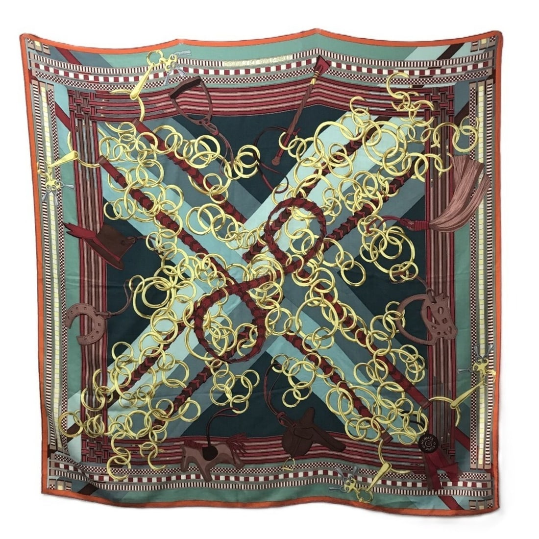 HERMES Brides et Gris (Horse Bridle and Charm) Carre Geant 140 Shawl Stole Scarf Large Cashmere Silk: --- Catalog ---Category: SizeSize (LxW): 1.4m x 1.4m / 55.11'' x 55.11''Category: DesignType: ShawlColor: Multi-colorGender: Men,WomenMaterial: Cashmere , Silk Category: GeneralBrand: HermesCountry of