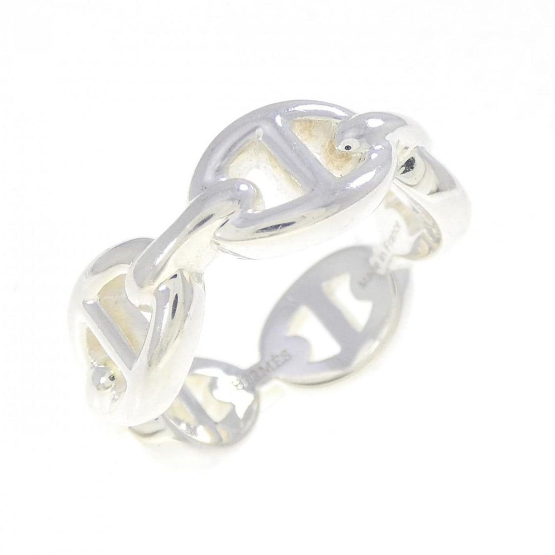 Hermes Hermès Chaine d'Ancre Enchainée Ring: --- Catalog ---Category: SizeWidth: 7.1mm / 0.28''Weight: 5.8g / 0.2oz.JP Size: 10US Size: 5.5Category: DesignType: Band ringGender: WomenMaterial: Silver 925Category: GeneralLine: Chaine d'AncreBrand