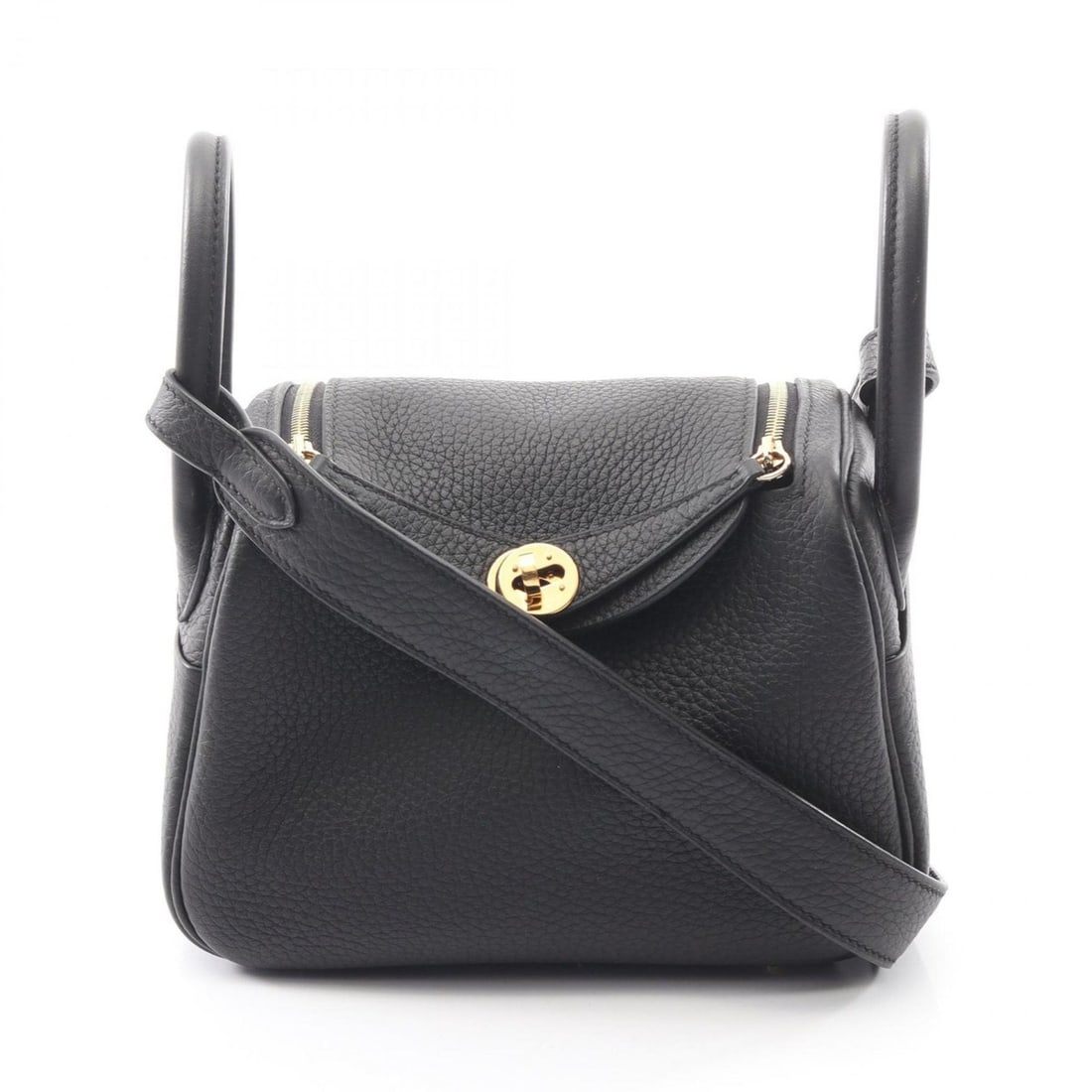 Hermes Lindy Mini Shoulder Bag/Handbag, Leather (Taurillon Clemence), Women's, Black: --- Catalog ---Category: SizeSize (HxWxD): 13cm x 17.5cm x 9cm / 5.11'' x 6.88'' x 3.54''Category: DesignType: Handbag, Shoulder bagColor: BlackGender: WomenMaterial: Taurillon clemence leather ,