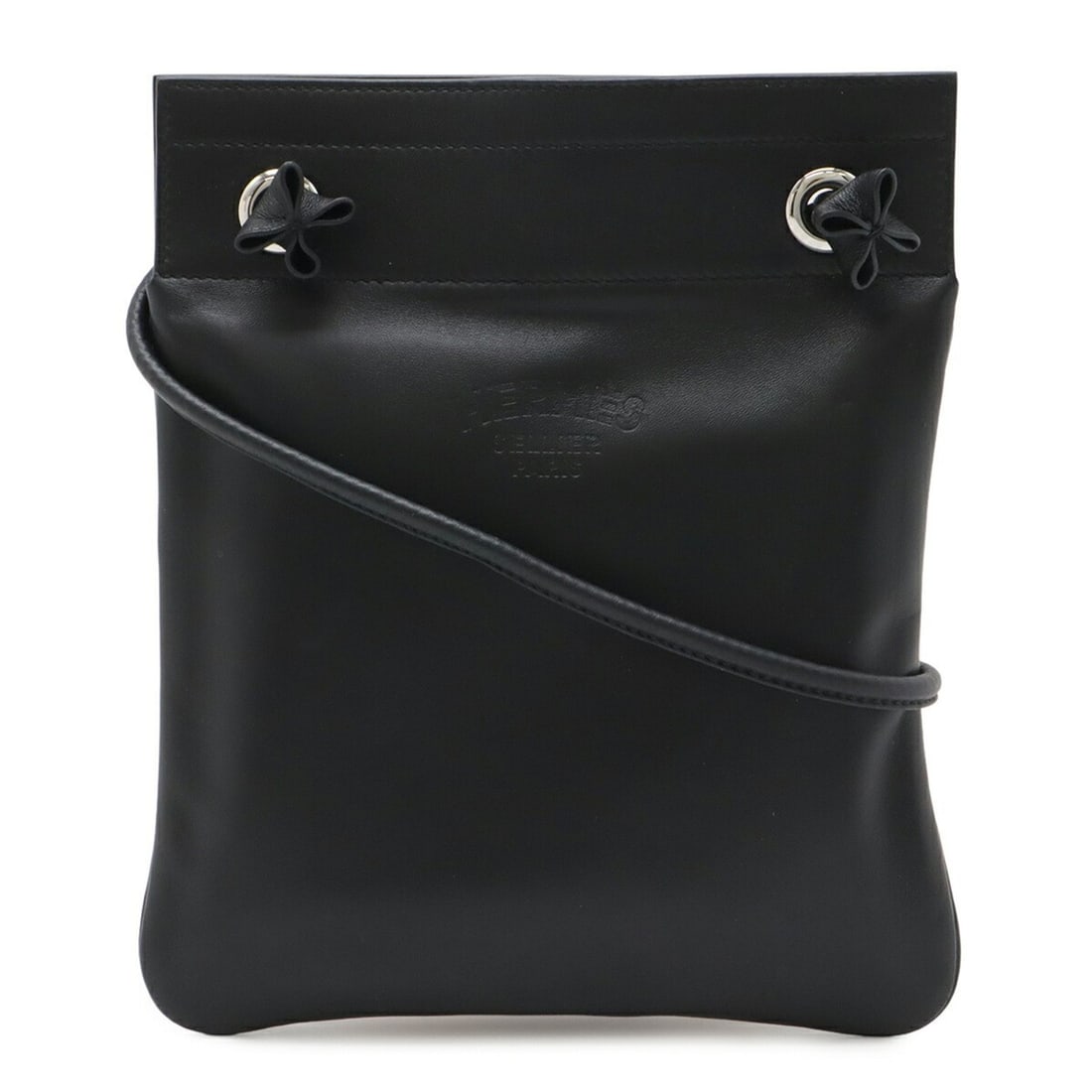 HERMES Sac Aline Mini Shoulder Bag Pochette, Veau Swift Leather, Black, D Stamp: --- Catalog ---Category: SizeSize (HxWxD): 23cm x 19.5cm / 9.05'' x 7.67''Category: DesignType: Pochette, Shoulder bagColor: BlackGender: WomenMaterial: Swift leather Category: GeneralBrand: