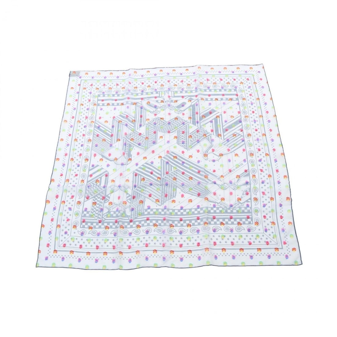 Hermes Carre 60 SANGLES EN ZIGZAG BANBANA Rainbow Dot Scarf Muffler Clothing Silk Acetate Women's: --- Catalog ---Category: SizeSize (LxW): 60cm x 60cm / 23.62'' x 23.62''Category: DesignType: ScarfColor: Blue, Multi-colorGender: WomenMaterial: Silk , Acetate Category: GeneralBrand: Hermes--- Item