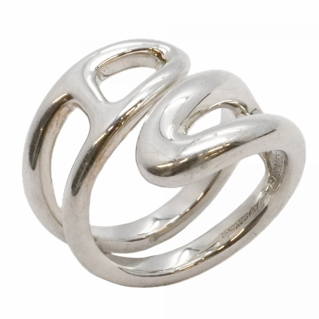 Hermes Chaine d'Ancre Twist Ring, Sterling Silver 925, Size 49, Women's, P2381113 (1 of 8)