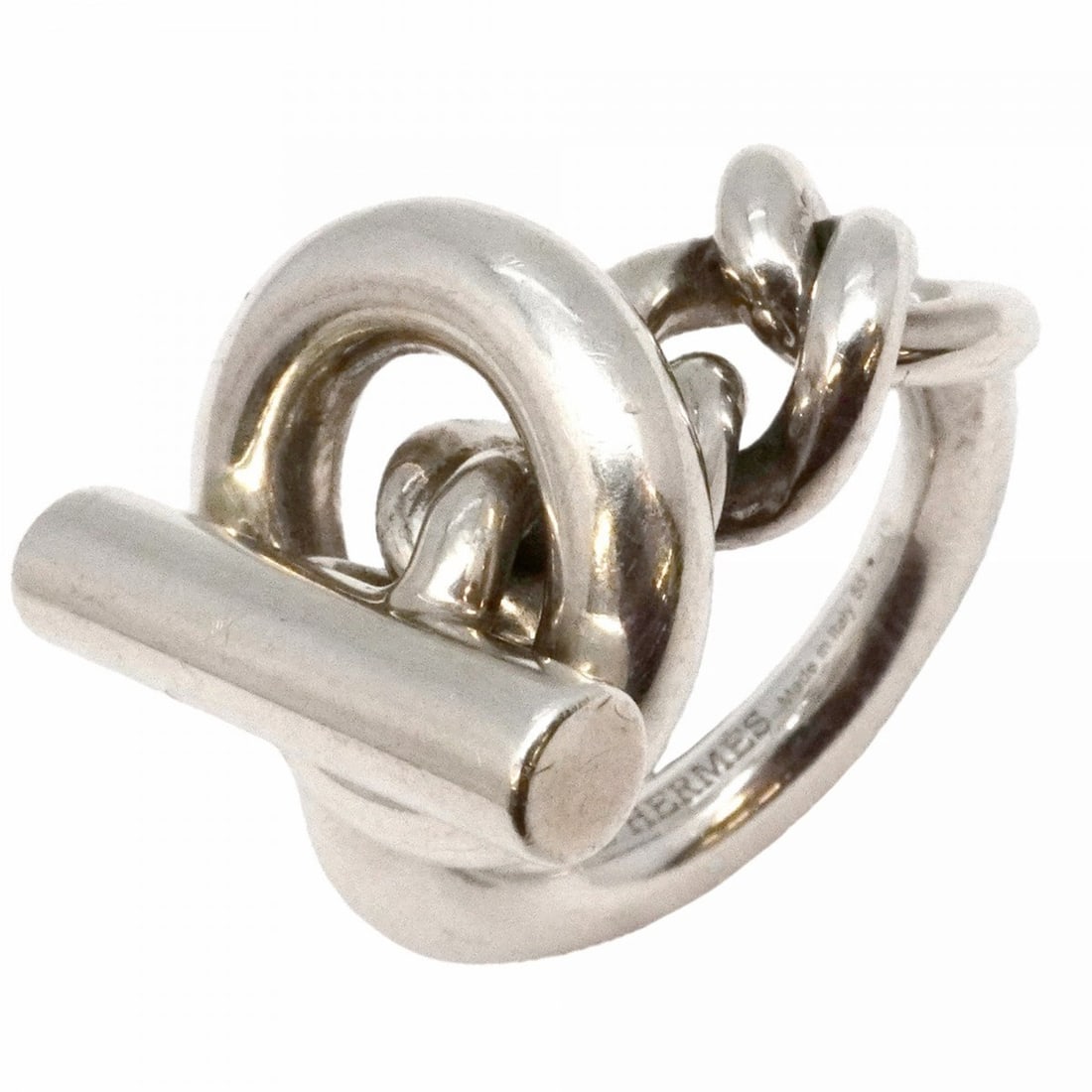 Hermes Croisette Ring, Sterling Silver 925, Size 55, Men's/Women's, P2381112: --- Catalog ---Category: SizeUS Size: 7.5Brand Size: 55Category: DesignType: Band ringGender: Men,WomenMaterial: Silver 925Category: GeneralBrand: Hermes--- Item List ---Section: ConditionRanking: Ran