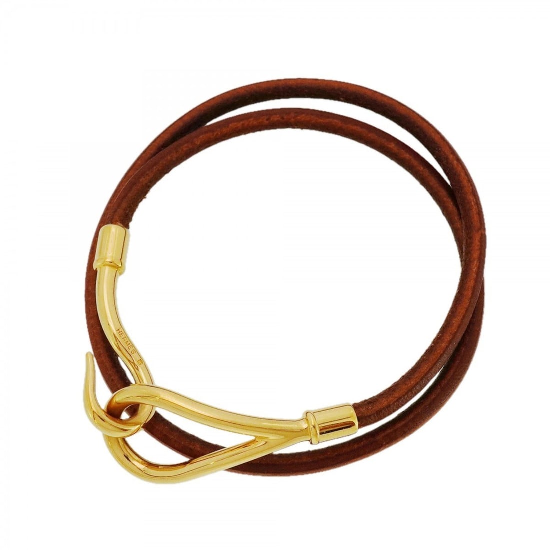 Hermes Jumbo Hook Bracelet, GP Plated Leather, Gold Brown, Women's: --- Catalog ---Category: SizeLength: 17cm / 6.69''Category: DesignType: Charm braceletColor: Brown, GoldGender: WomenMaterial: Gold plating, LeatherCategory: GeneralBrand: Hermes--- Item List ---Secti