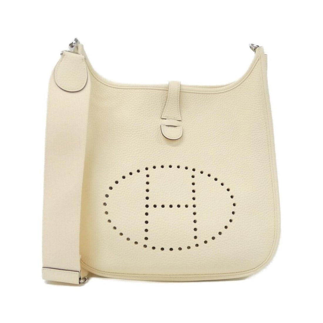 Hermes Hermès Evelyn 3 PM 056277CK Shoulder Bag: --- Catalog ---Category: SizeSize (HxWxD): 29cm x 28cm x 8cm / 11.41'' x 11.02'' x 3.14''Category: DesignType: Shoulder bagColor: WhiteGender: Women,MenMaterial: Taurillon clemence leather Category: