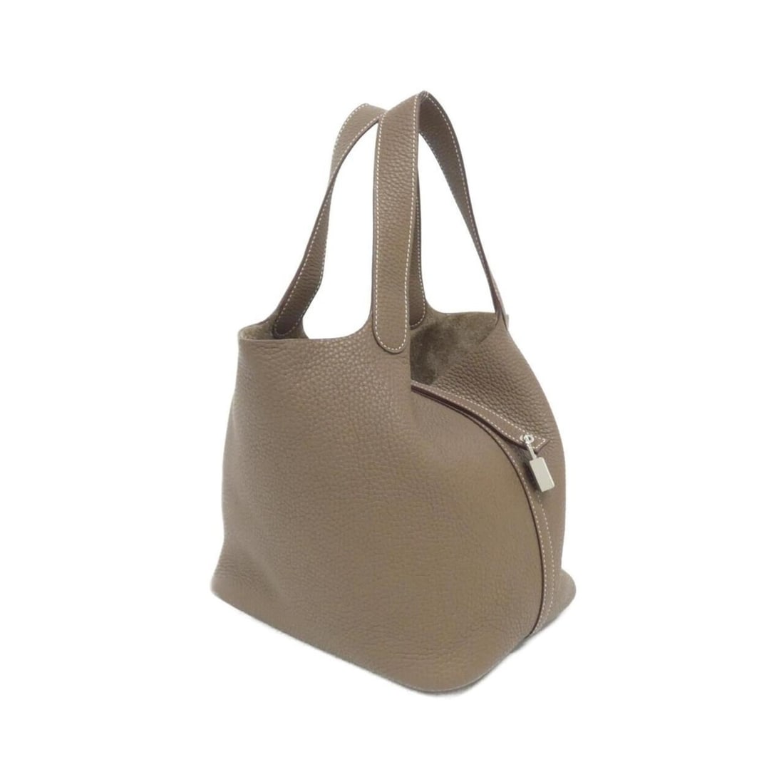 Hermes Picotin Lock MM 060991CK Handbag: --- Catalog ---Category: SizeSize (HxWxD): 23cm x 22cm x 18cm / 9.05'' x 8.66'' x 7.08''Category: DesignType: HandbagColor: Etoupe grayGender: WomenMaterial: Taurillon clemence leather Hardware