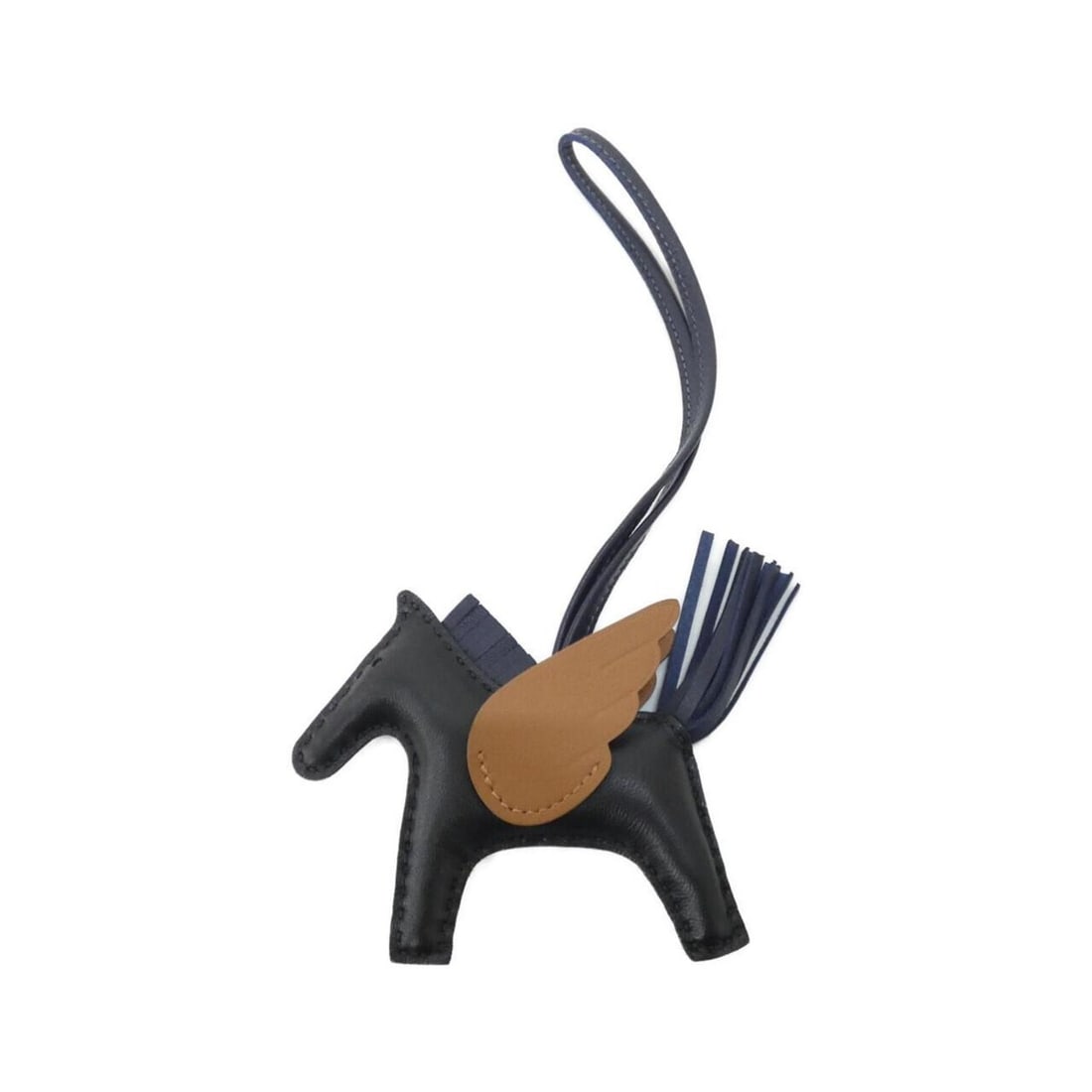 Hermes Rodeo Pegasus Accessory Bag Charm PM 083010CA: --- Catalog ---Category: SizeSize (HxWxD): 70.00mm x 80.00mm / 2.76'' x 3.15''Category: DesignType: Handbag charmColor: Black, Blue nuit, GoldGender: WomenMaterial: Agneau MiloCategory: GeneralMPN: