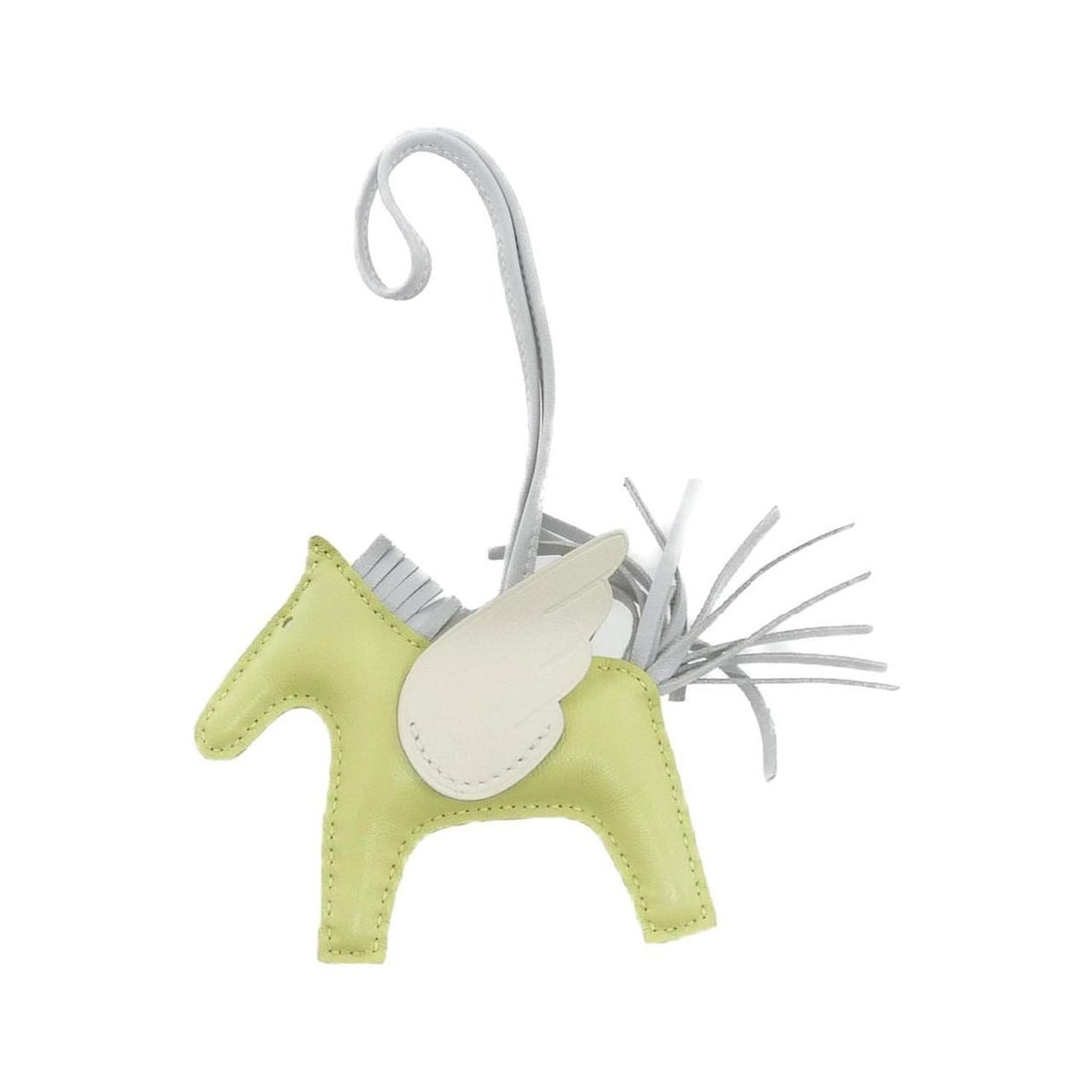 Hermes Rodeo Pegasus Accessory Bag Charm PM 083010CA: --- Catalog ---Category: SizeChain Length: 360.00mm / 14.17''Size (HxWxD): 75.00mm x 85.00mm / 2.95'' x 3.35''Category: DesignType: Handbag charmColor: Blue, JauneGender: Women,MenMaterial: Agneau Mil