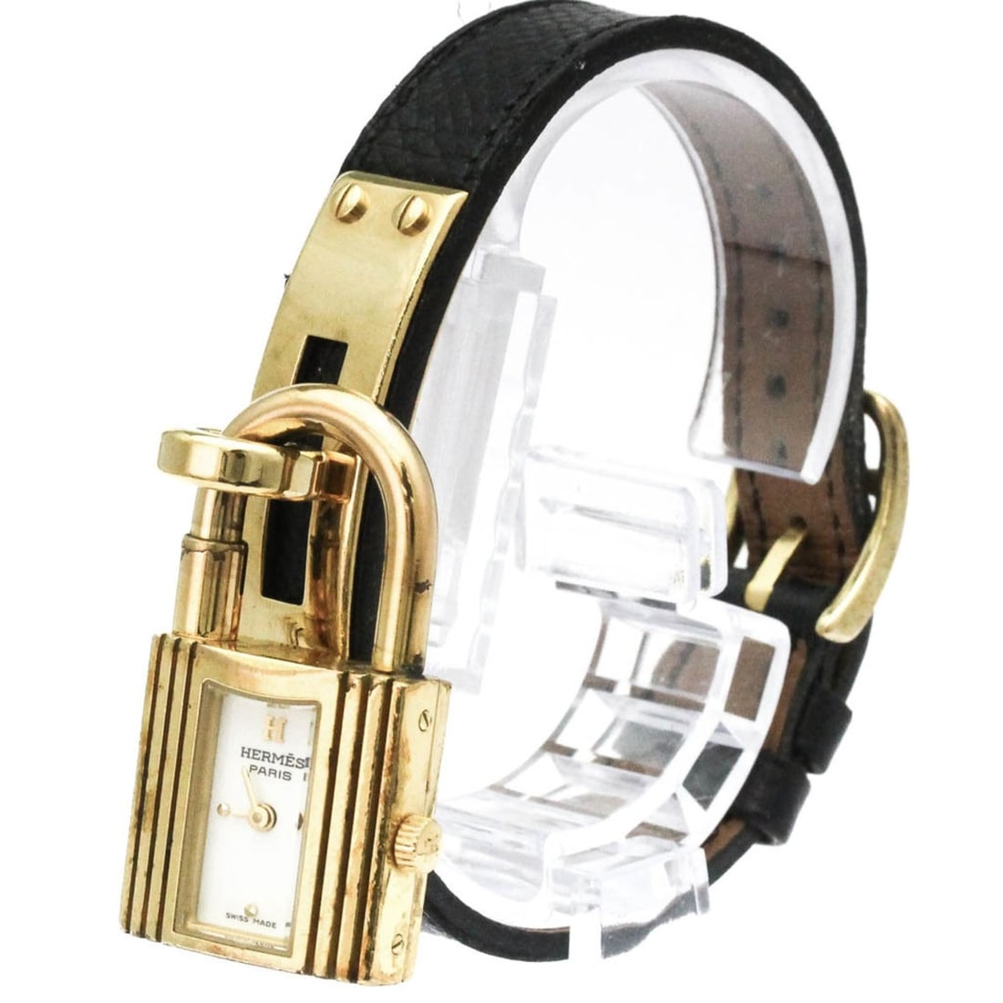 HERMES Kelly Watch Gold Plated Leather Quartz Ladies Watch: --- Catalog ---Category: SizeCase Diameter: 20mm / 0.79''Category: DesignType: WristwatchStyle: Dress/FormalGender: WomenColor (Dial): WhiteMaterial (Band): LeatherMaterial (Case): Gold