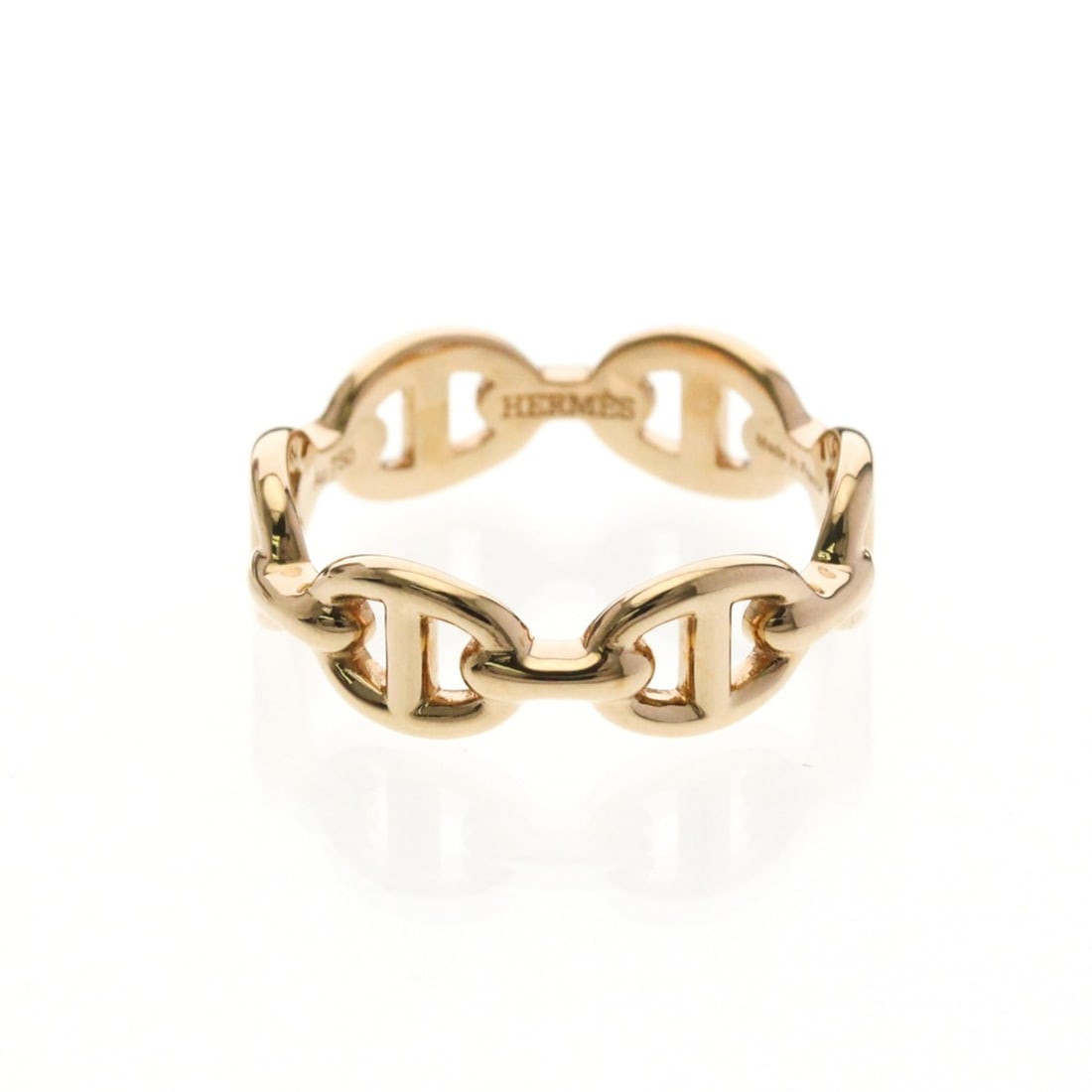 Hermes Chaine D'Ancre Pink Gold (18K) Fashion No Stone Band Ring Pink Gold: --- Catalog ---Category: SizeWidth: 5.6mm / 0.22''Weight: 3.5g / 0.12oz.JP Size: 11US Size: 5 3/4Brand Size: 51Category: DesignType: Band ringColor: Pink goldMetal: GoldStone: No StoneStyle: