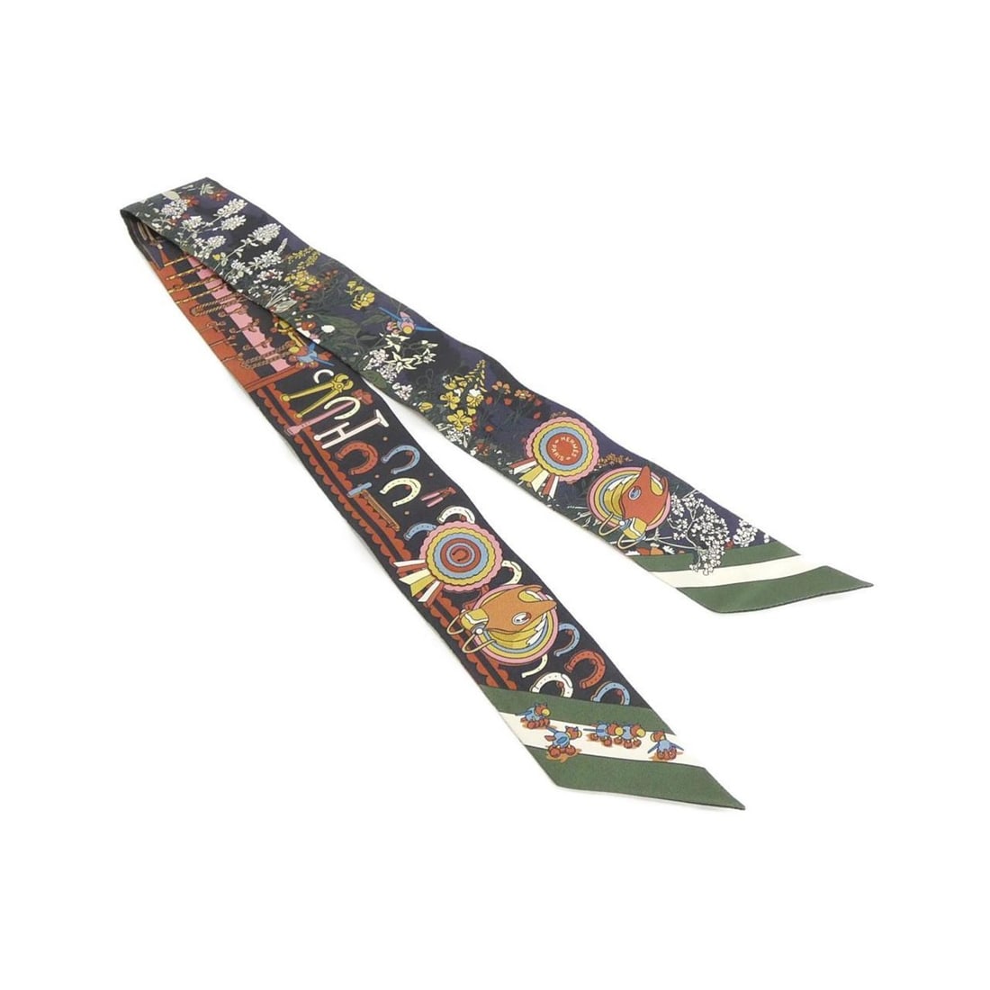 Hermes PONY PIT STOP Twilly 064207S Scarf Muffler: --- Catalog ---Category: SizeSize (LxW): 86cm x 5cm / 33.85'' x 1.96''Category: DesignType: ScarfColor: BlueGender: Women,MenMaterial: Silk Category: GeneralLine: TwillyBrand: Hermes--- Item List