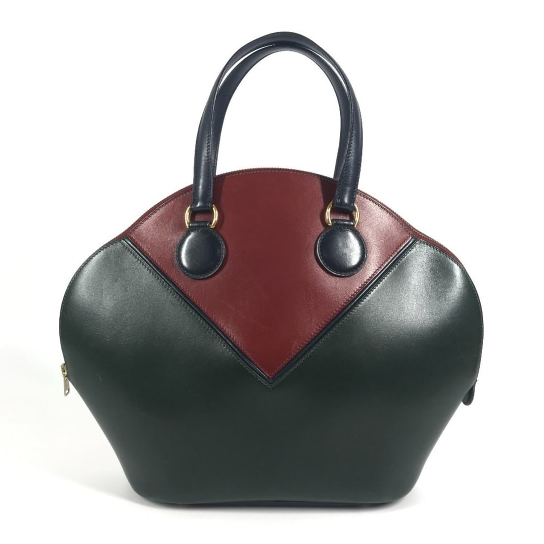 HERMES Vintage Ildeveau Tote Bag, Tricolor Handbag, Box Calf Leather, Women's, Navy: --- Catalog ---Category: SizeSize (HxWxD): 26.5cm x 23cm x 9.5cm / 10.43'' x 9.05'' x 3.74''Category: DesignType: Handbag, Tote bagColor: Green, Navy, WineGender: WomenMaterial: Box calf leather Categ