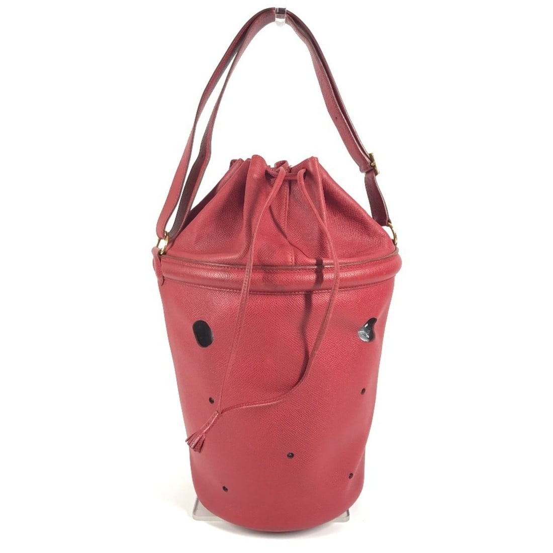 HERMES Tassel Fringe Mainjoir Drawstring Bag, Shoulder Courchevel Leather, Women's, Red: --- Catalog ---Category: SizeSize (HxWxD): 23cm x 16.5cm x 16cm / 9.05'' x 6.49'' x 6.29''Category: DesignType: Shoulder bagColor: Red colorGender: WomenMaterial: Courchevel leather Category: GeneralB