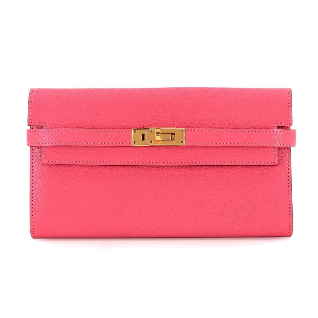 Hermes Hermès Kelly Wallet, Bifold Long Chevre Rose Lipstick, X Stamp, Gold Hardware: --- Catalog ---Category: SizeSize (HxWxD): 11.5cm x 19.5cm x 2cm / 4.52'' x 7.67'' x 0.78''Category: DesignType: Long wallet (bi-fold)Gender: WomenMaterial: Chevre leather Category: GeneralBrand: Herm