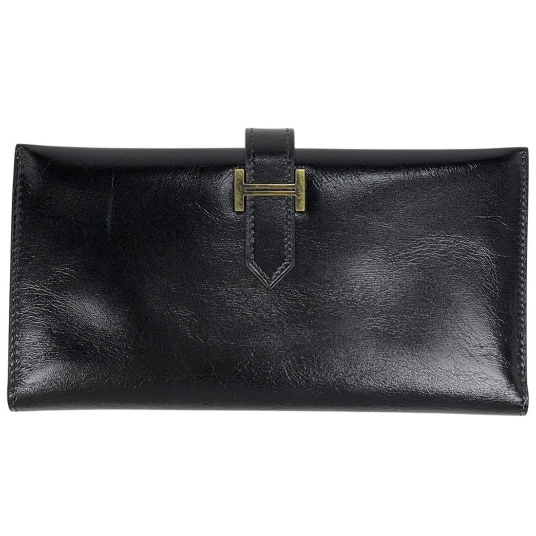 Hermes Hermès Bearn H Logo Bifold Long Wallet in Box Calf Leather, Noir (Black), Women's (1 of 9)