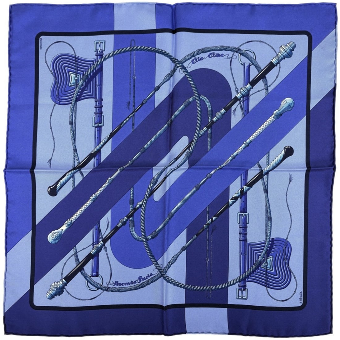 Hermes Hermès Petit Carre Clic Clac Silk Scarf, Blue, Women's: --- Catalog ---Category: SizeSize (LxW): 42cm x 42cm / 16.53'' x 16.53''Category: DesignType: ScarfColor: BlueGender: WomenMaterial: Silk Category: GeneralBrand: Hermes--- Item List ---Section: Condit