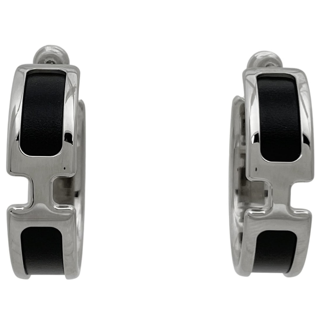 Hermes Hermès Olympe H Logo Earrings, Silver Plated, Black, Silver, Women's: --- Catalog ---Category: SizeSize (HxWxD): 3.30mm x 3.30mm x 1.00mm / 0.13'' x 0.13'' x 0.04''Category: DesignColor: Black, SilverGender: WomenCategory: GeneralBrand: Hermes--- Item List ---Section: C