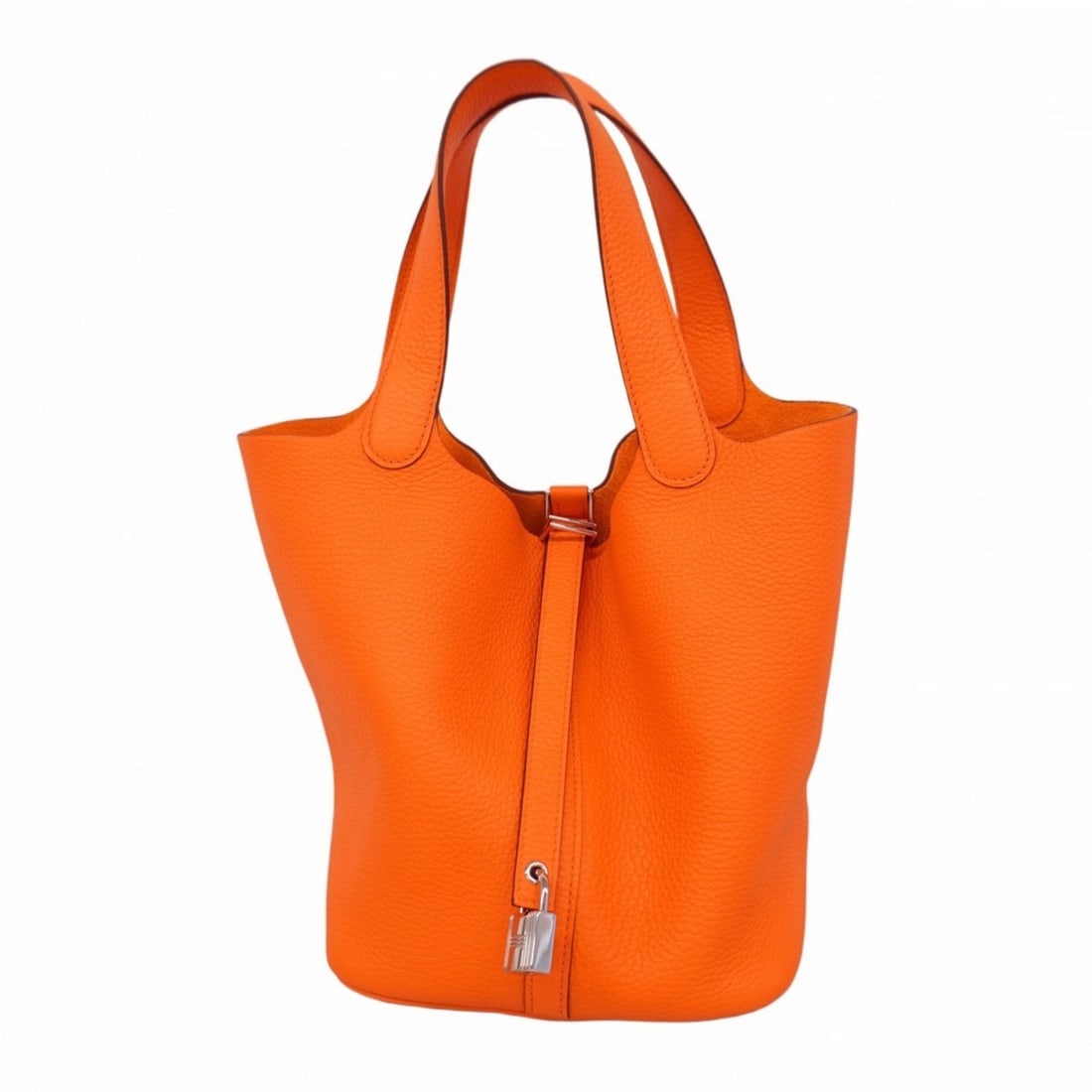 Hermes Hermès Picotin Lock MM Handbag in Taurillon Clemence Leather with Orange Minian W Stamp for: --- Catalog ---Category: SizeSize (HxWxD): 22cm x 17cm x 22cm / 8.66'' x 6.69'' x 8.66''Category: DesignType: HandbagColor: OrangeGender: WomenMaterial: Taurillon clemence leather Hardware Color: