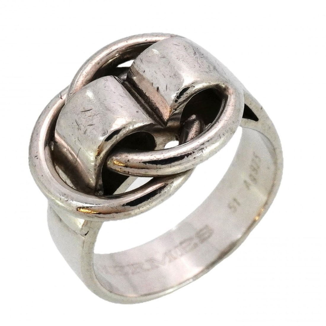 Hermes Dezaneau Ring, Silver 925, #51, Women's: --- Catalog ---Category: SizeUS Size: 6Brand Size: 51Category: DesignType: Band ringGender: WomenMaterial: Silver 925Category: GeneralBrand: Hermes--- Item List ---Section: ConditionRanking: Rank AB U