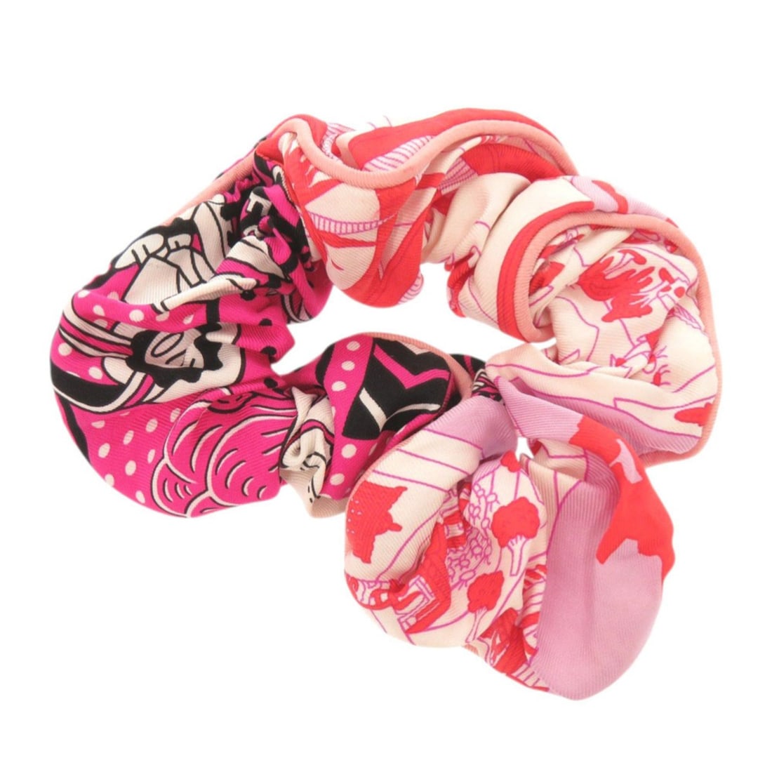 Excellent condition Hermès Claudia silk pink multicolor scrunchie hair accessory 1208HERMES: --- Catalog ---Category: SizeSize (LxW): 13cm / 5.11''Category: DesignType: ScrunchieColor: Multi-color, PinkGender: WomenMaterial: SilkCategory: GeneralBrand: HermesCountry of Origin: France--- Item