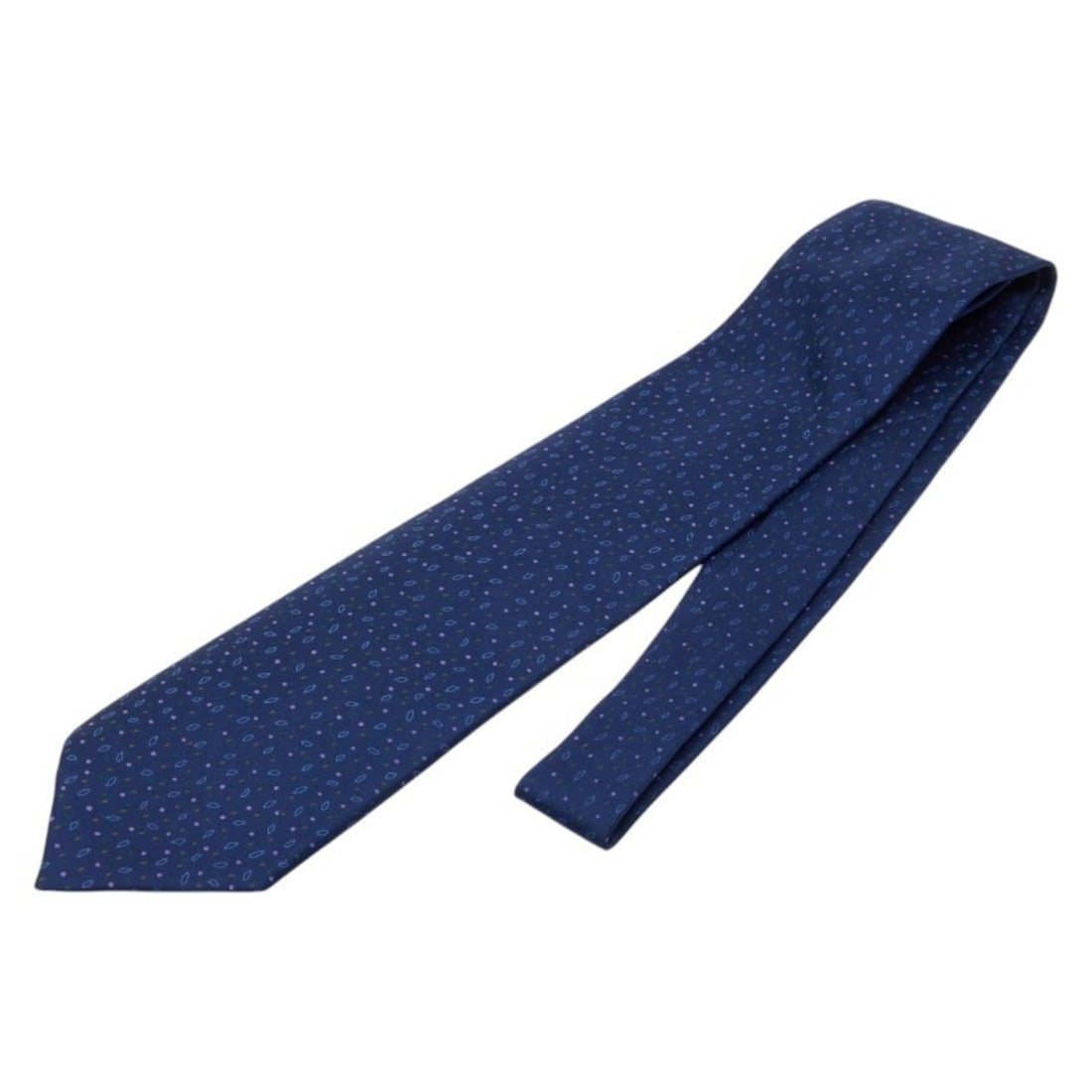Hermes tie, navy and multicolored silk, men's. (1 of 5)