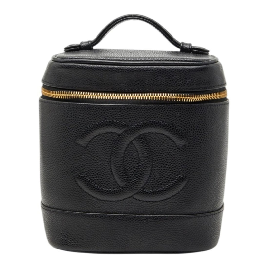 Chanel Coco Mark Vanity Bag Handbag Cosmetic Pouch A01998 Black Gold Hardware Caviar Leather Women's: --- Catalog ---Category: SizeSize (HxWxD): 17cm x 16cm x 13cm / 6.69'' x 6.29'' x 5.11''Category: DesignType: Handbag, Vanity bagColor: BlackGender: WomenMaterial: Grained Calfskin Category: GeneralMP