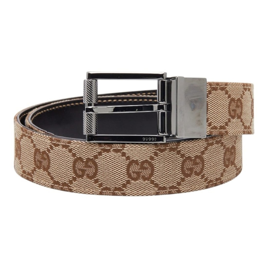 Gucci GG Canvas Belt, Size: 85 34 121295, Beige Brown Leather, Women's GUCCI: --- Catalog ---Category: SizeWidth: 3cm / 1.18''Length: 88cm / 34.64''Category: DesignType: Standard beltColor: Beige, BrownGender: WomenMaterial (Strap): Canvas , Leather Category: GeneralMPN: 121295