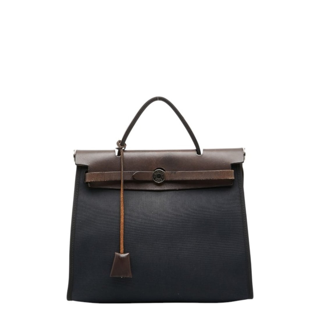 Hermes Herbag Zip PM Handbag, Black/Brown Toile Officier Leather, Women's HERMES: --- Catalog ---Category: SizeHandle Drop: 7.50cm / 2.95''Size (HxWxD): 26cm x 29.5cm x 9.5cm / 10.23'' x 11.61'' x 3.74''Category: DesignType: HandbagColor: Black, BrownGender: WomenClosure: BeltMater