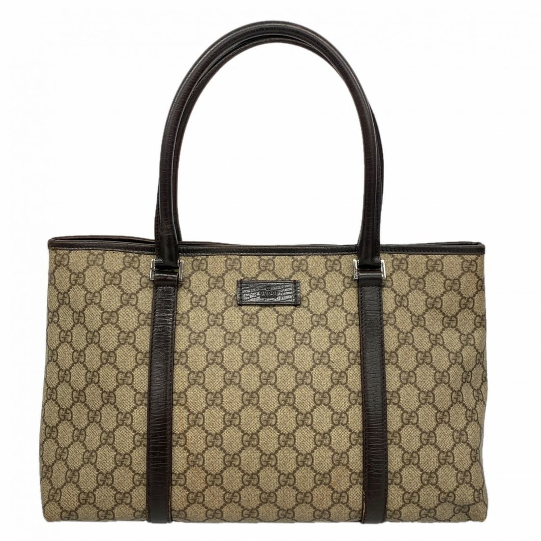 Gucci GG Supreme Tote Bag 114595 Brown Women's: --- Catalog ---Category: SizeSize (HxWxD): 24cm x 37cm x 14cm / 9.44'' x 14.56'' x 5.51''Category: DesignType: Tote bagColor: BrownGender: WomenMaterial: PVC Hardware Color: SilverCategory: GeneralMPN