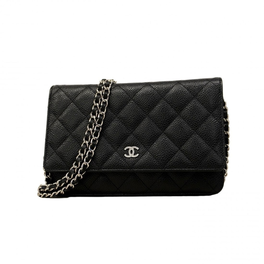 Chanel Matelassé Chain Shoulder Wallet, Caviar Leather, Black, Women's: --- Catalog ---Category: SizeSize (HxWxD): 13cm x 19.5cm x 4cm / 5.11'' x 7.67'' x 1.57''Category: DesignType: Chain/Shoulder walletColor: BlackGender: WomenMaterial: Grained Calfskin Category: Genera