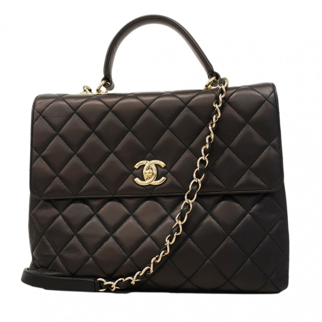 Chanel Chain Shoulder Bag, Trendy CC, Lambskin, Black/Champagne, Women's: --- Catalog ---Category: SizeSize (HxWxD): 25cm x 32.5cm x 9cm / 9.84'' x 12.79'' x 3.54''Category: DesignType: Shoulder bagColor: BlackGender: WomenMaterial: Leather Hardware Color: Champagne goldLea