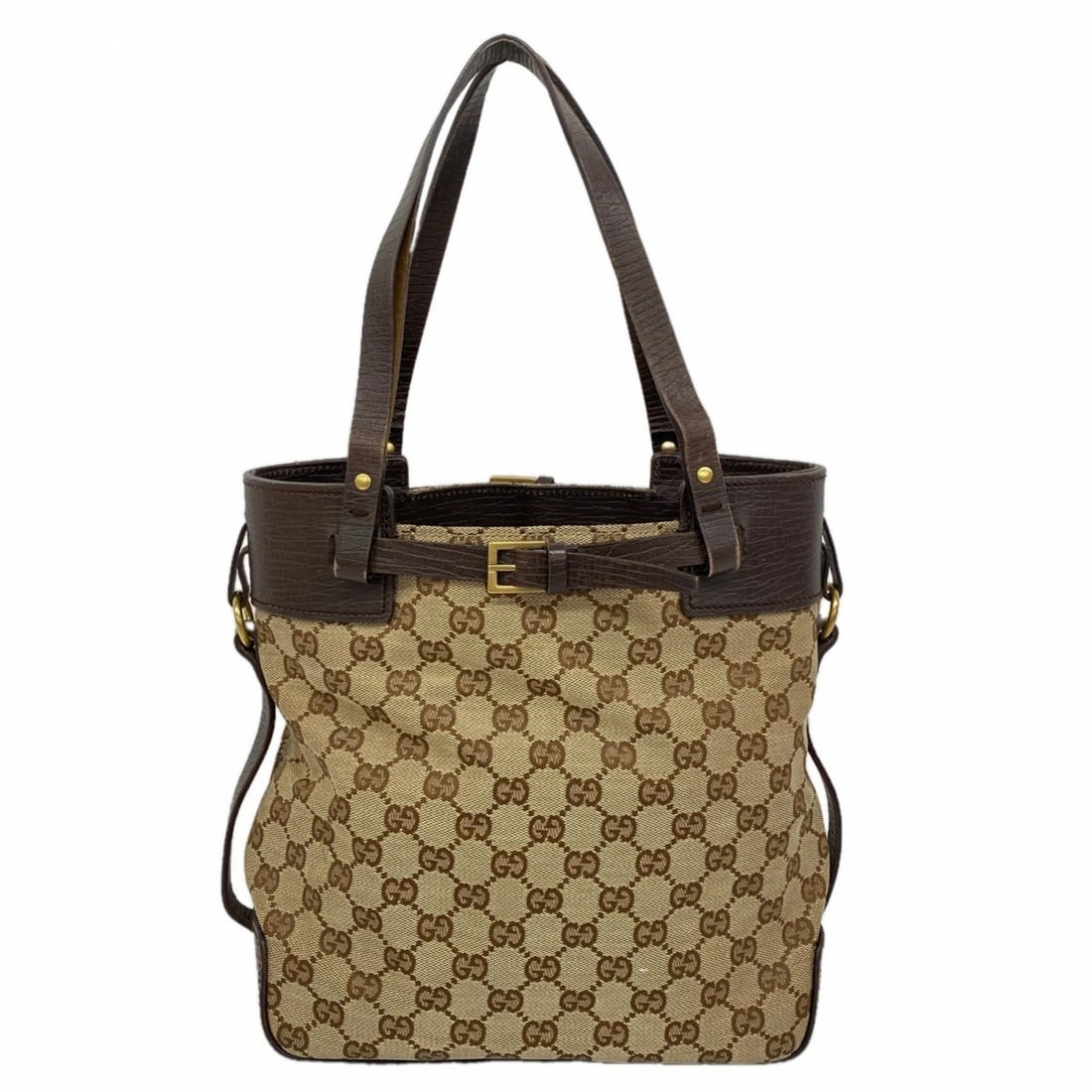 Gucci GG Canvas Tote Bag 107757, Brown Canvas, Women's: --- Catalog ---Category: SizeSize (HxWxD): 25cm x 24cm x 10cm / 9.84'' x 9.44'' x 3.93''Category: DesignType: Tote bagColor: BrownGender: WomenMaterial: Canvas Hardware Color: GoldCategory: GeneralMPN